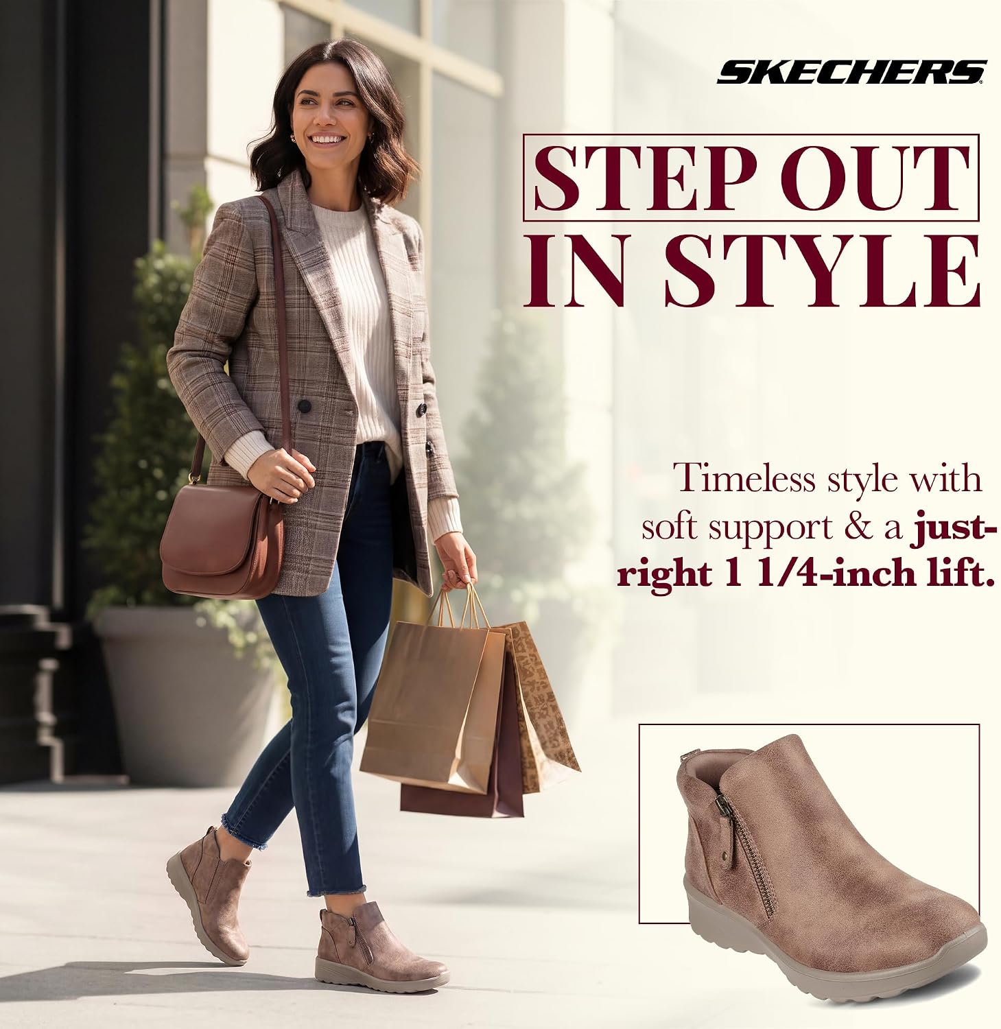 Detalle 2 de Skechers Lovely Vibe: botas cortas para mujer, marrón, 37 EU