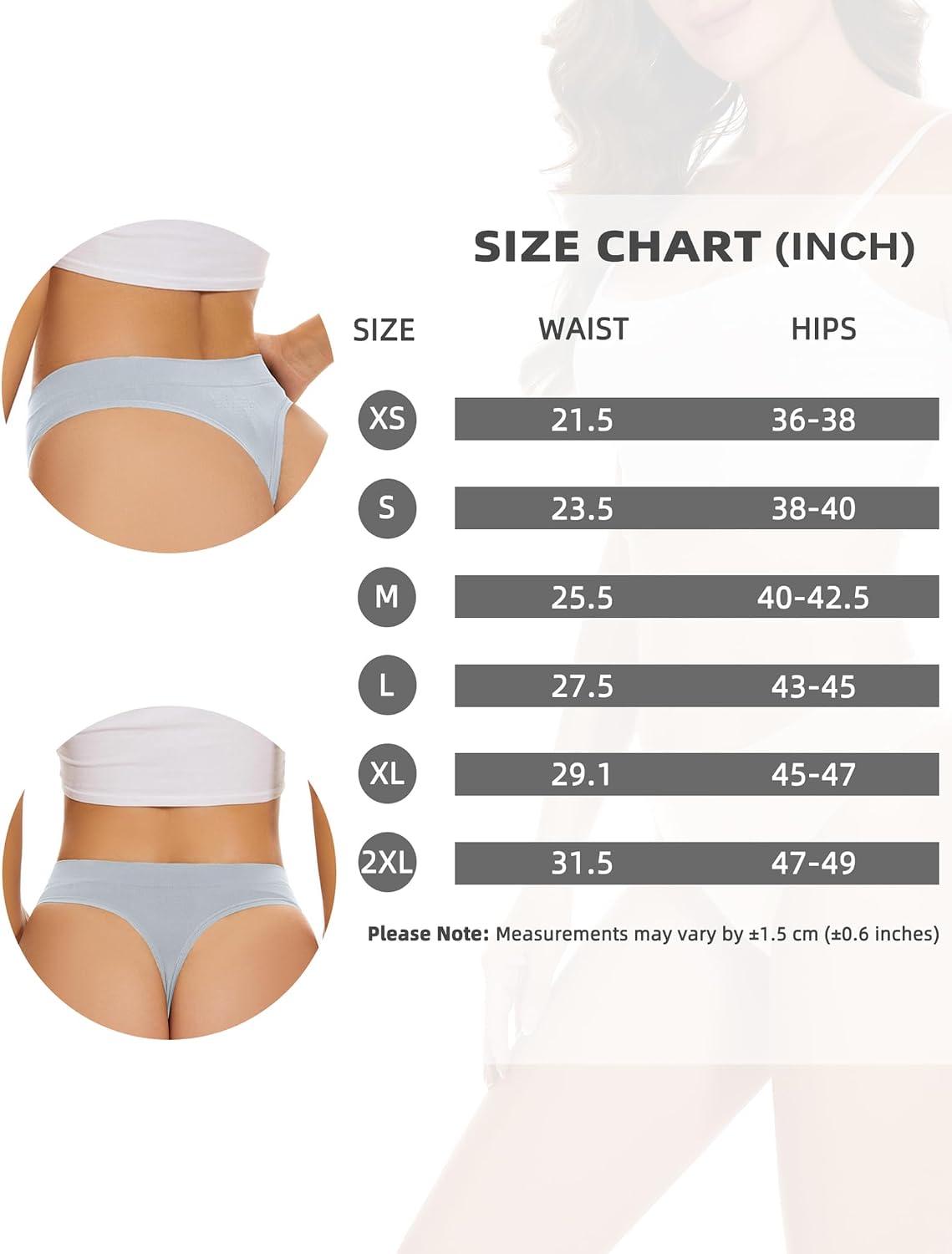 Thumbnail 6 de VOENXE Seamless High Waisted No VPL Thongs (5-Pack) – Breathable Gym & Everyday Knickers