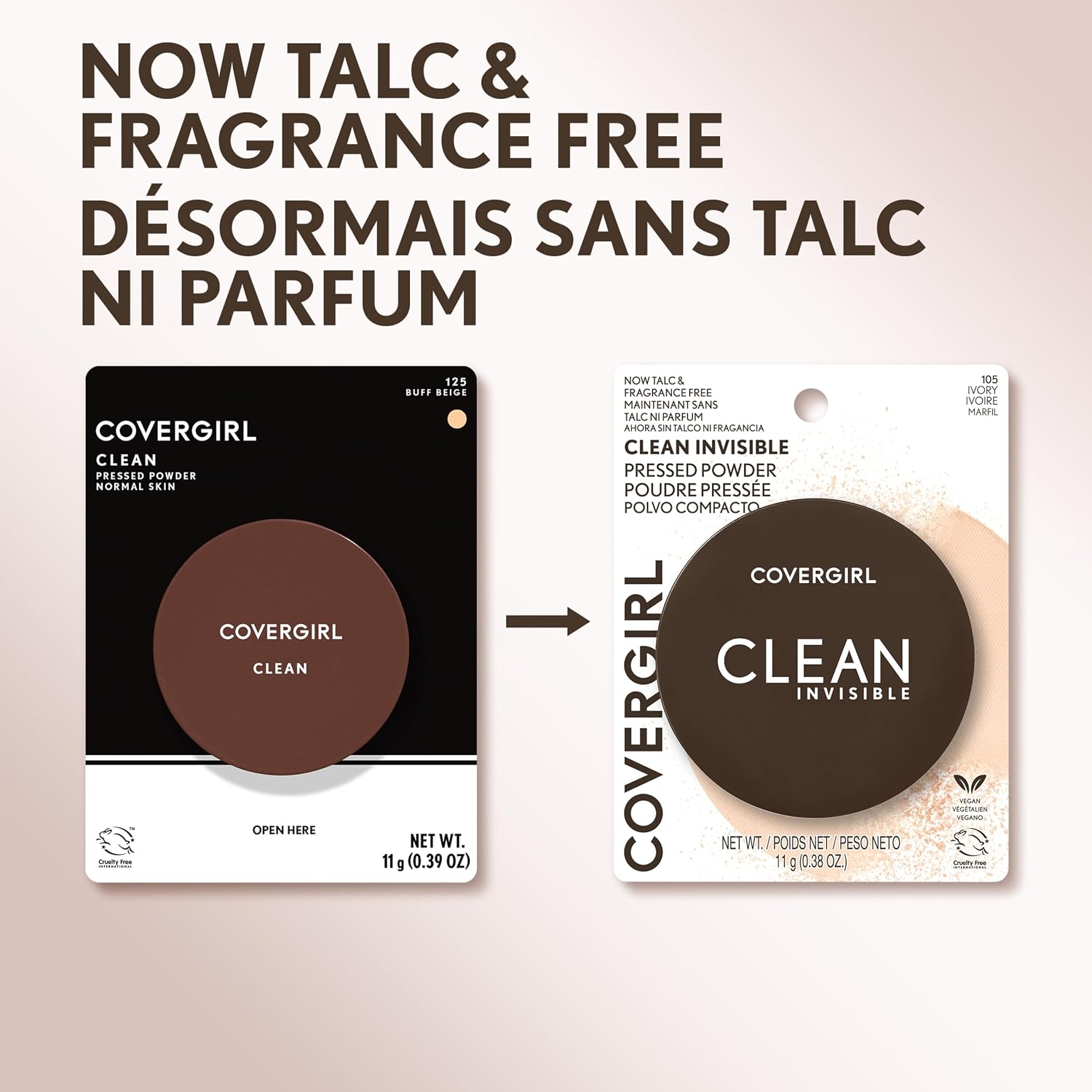 Detalle 2 de COVERGIRL Clean Invisible Pressed Powder, Buff Beige 125, Vegan, Talc-Free