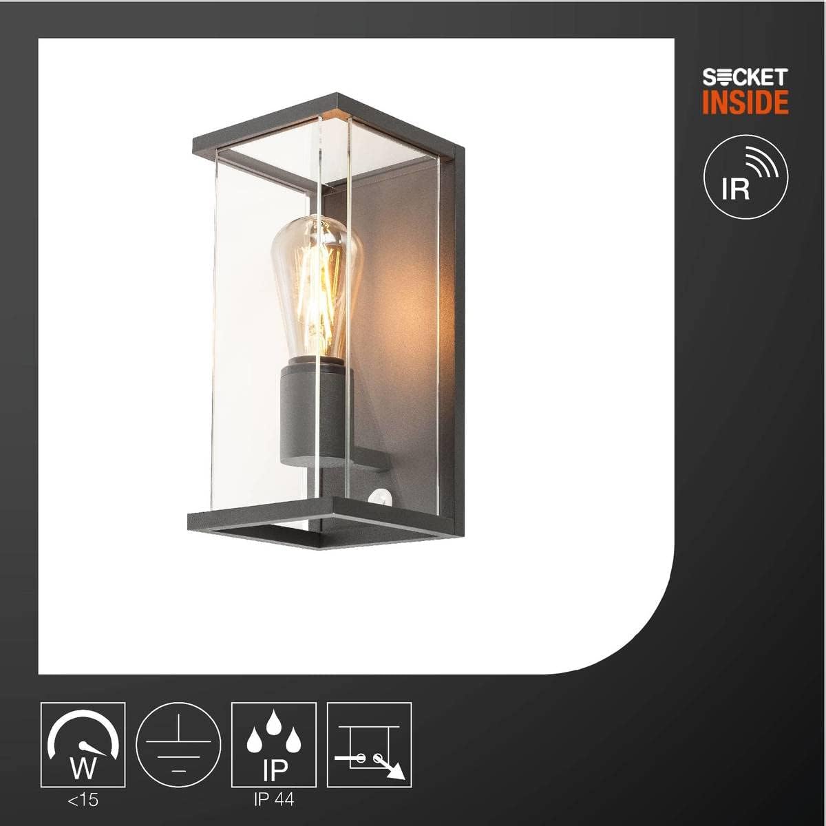 Thumbnail 2 de Quadrio SENSOR E27 WL Anthracite – Applique murale extérieure ip44