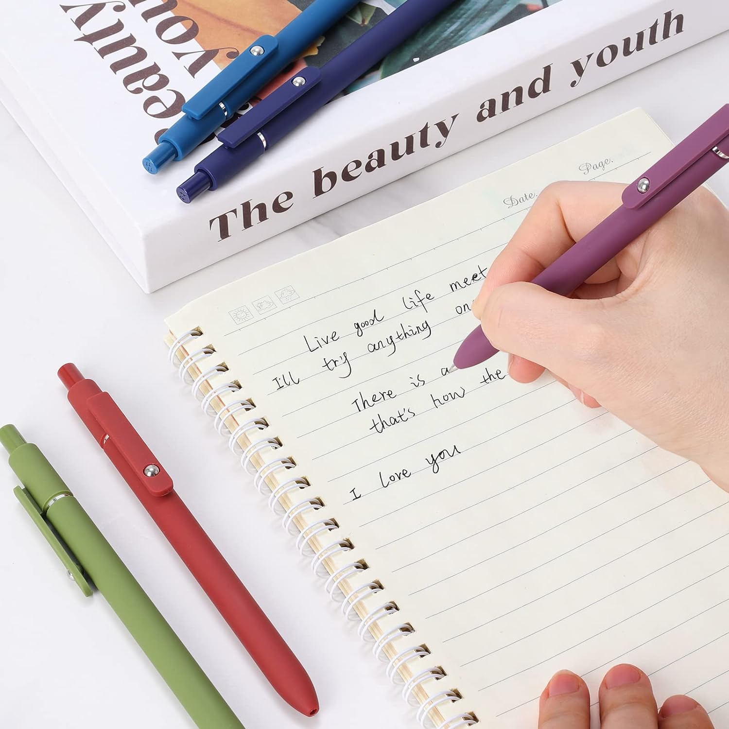 Detalle 2 de FIOVER 5-pack Quick-dry gel pens with fine point and retractable rolling ball (black ink)