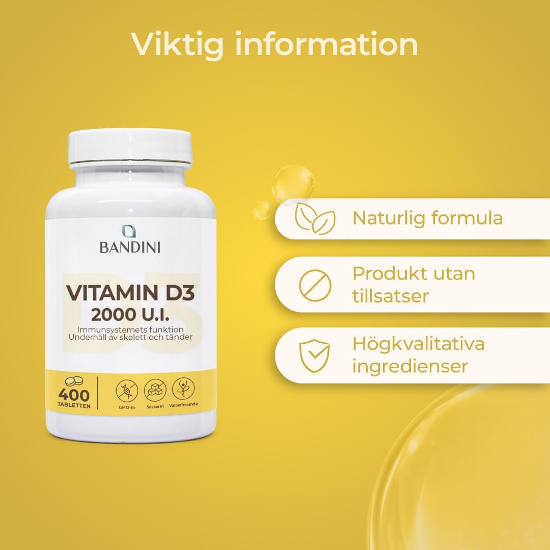 Thumbnail 5 de BANDINI Vitamin D 2000 IU – veganska D3-tabletter, 50 µg, 400-pack