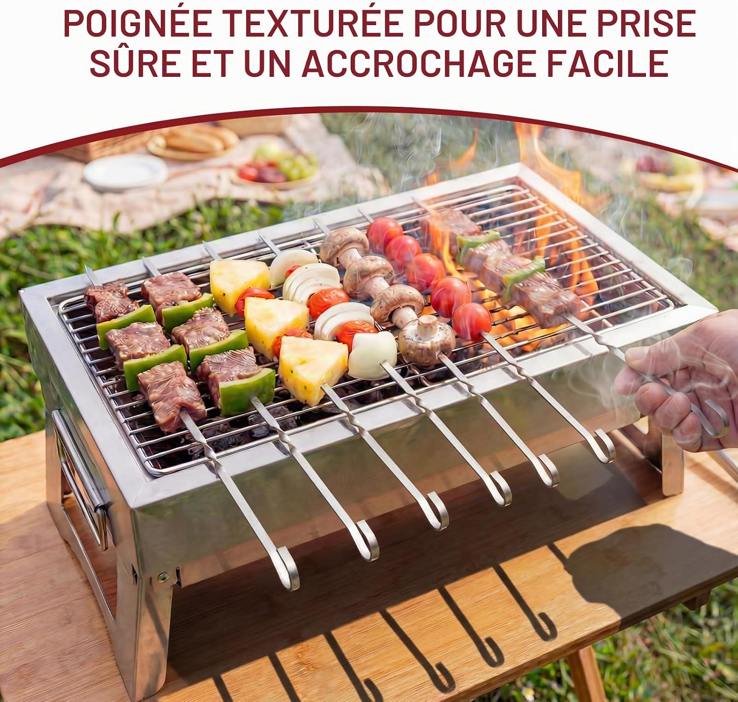 Thumbnail 3 de Homealexa MJ-GS01 grillspiesen, 20 stuks in roestvrij staal met plat ontwerp