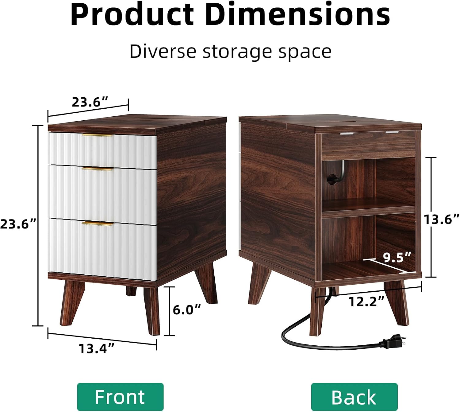 Detalle de Kalrin End Table with 3 Drawers