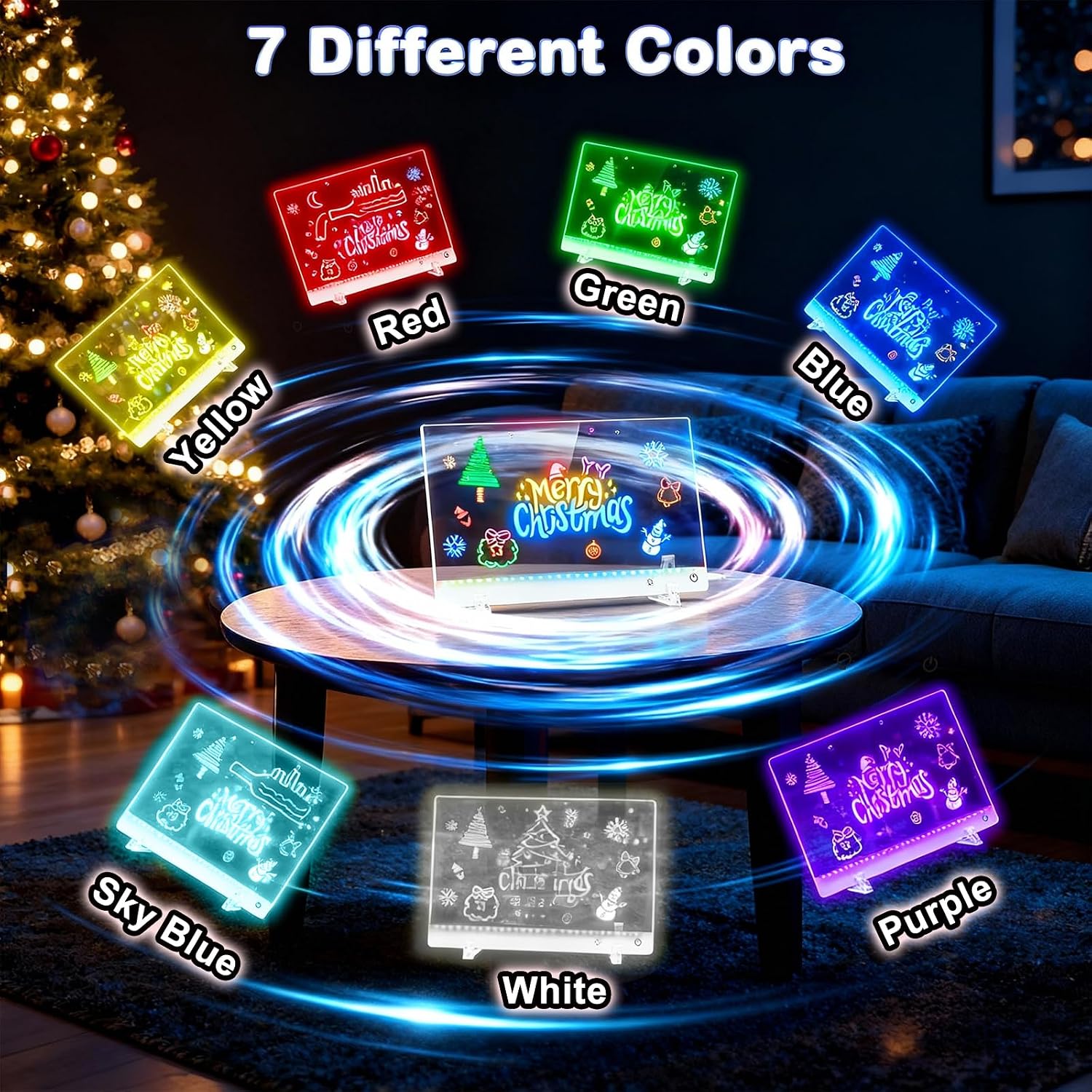 Detalle 2 de momozzle LED Drawing Board, 7 Colors, 5 Light Modes, Rechargeable
