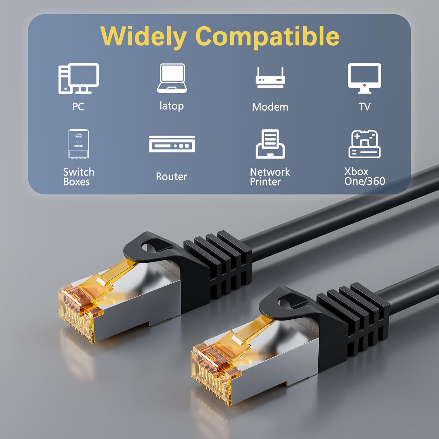 Detalle de iwillink 5x 1m Patchkabel CAT7 – doppelt abgeschirmtes Netzwerkkabel-Set, 10 Gbps