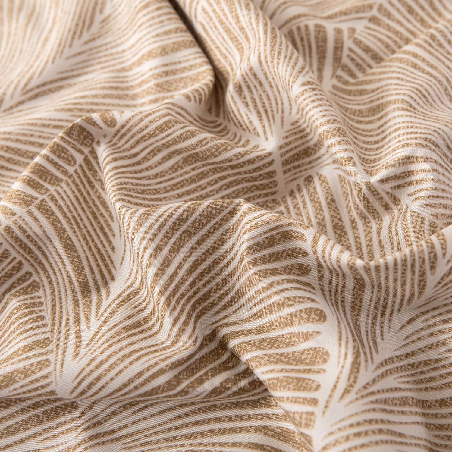 Thumbnail 6 de Tokokimo Beige Double Duvet Cover Set (Tropical Leaves) with 2 Pillowcases, Soft Microfibre, 200x200 cm