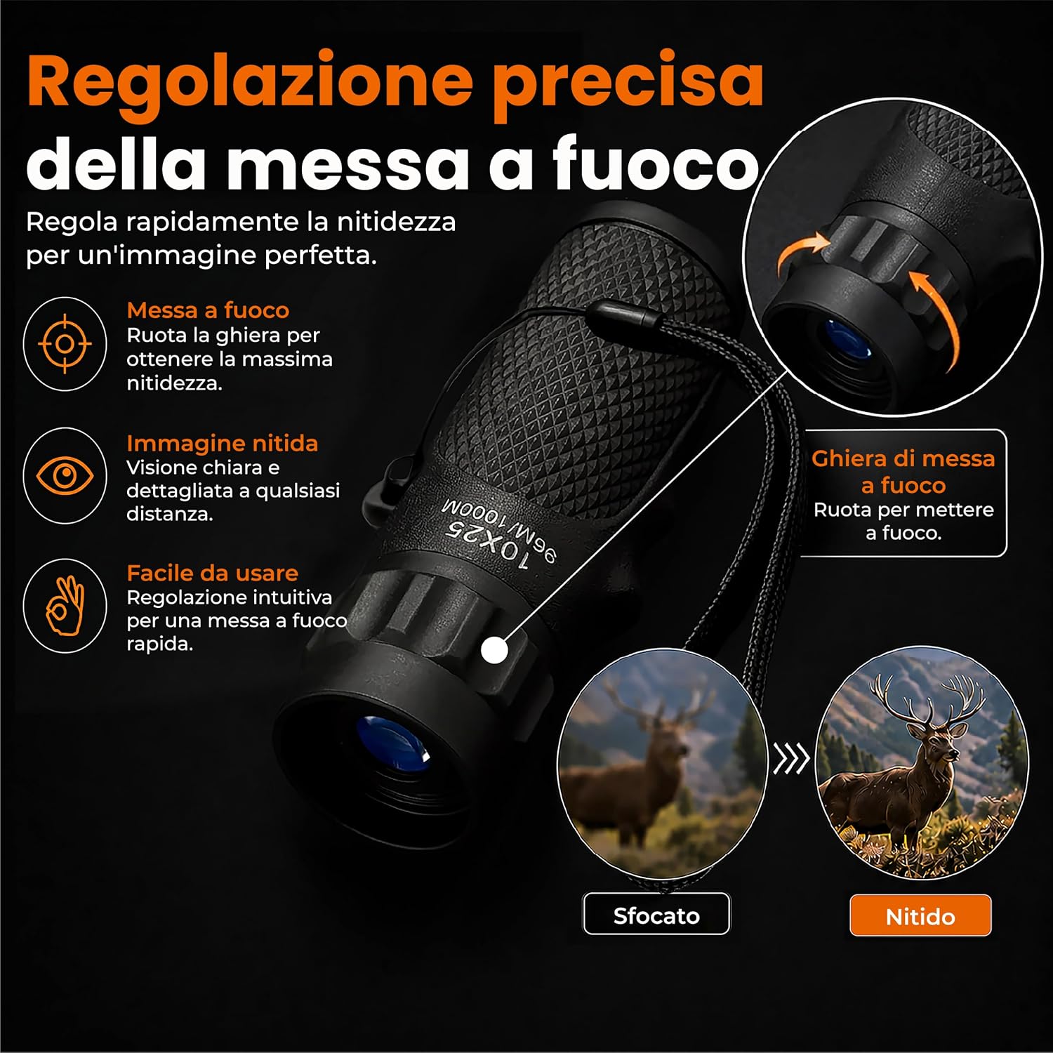 Detalle de Technaxx Monoculare TX-176 10x25: compatto, leggero e versatile per escursionismo