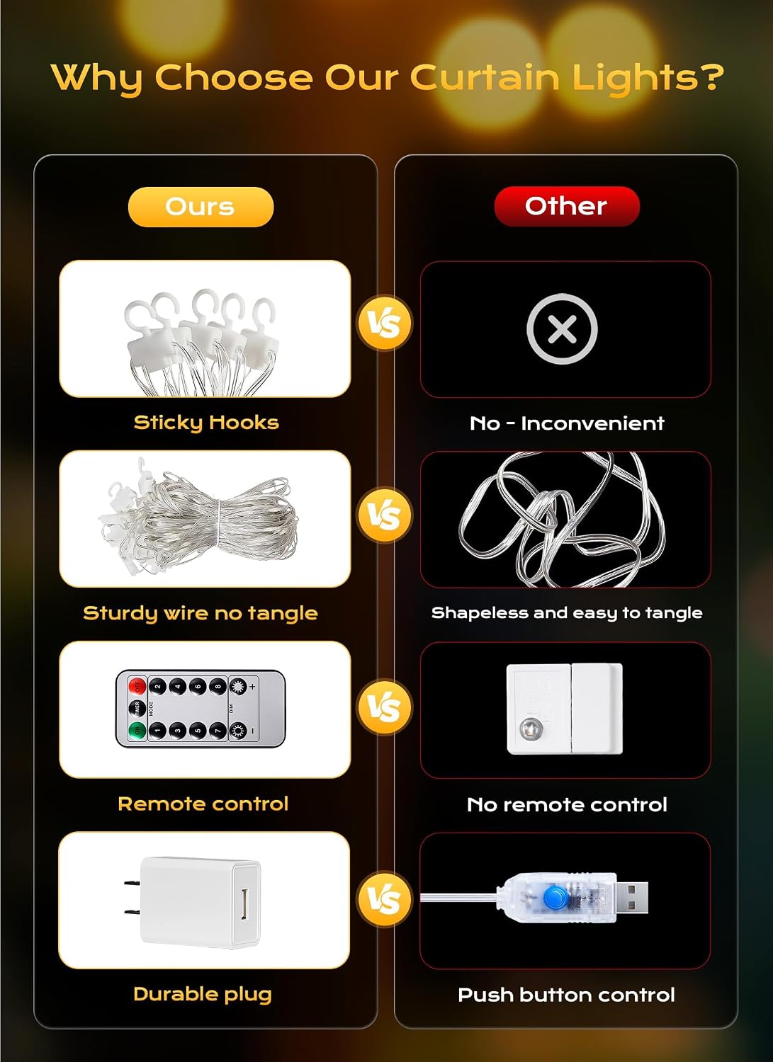 Thumbnail 3 de Brightown GP-SW290DC0209-IP44(US)A Curtain Lights, 300 LEDs, Warm White
