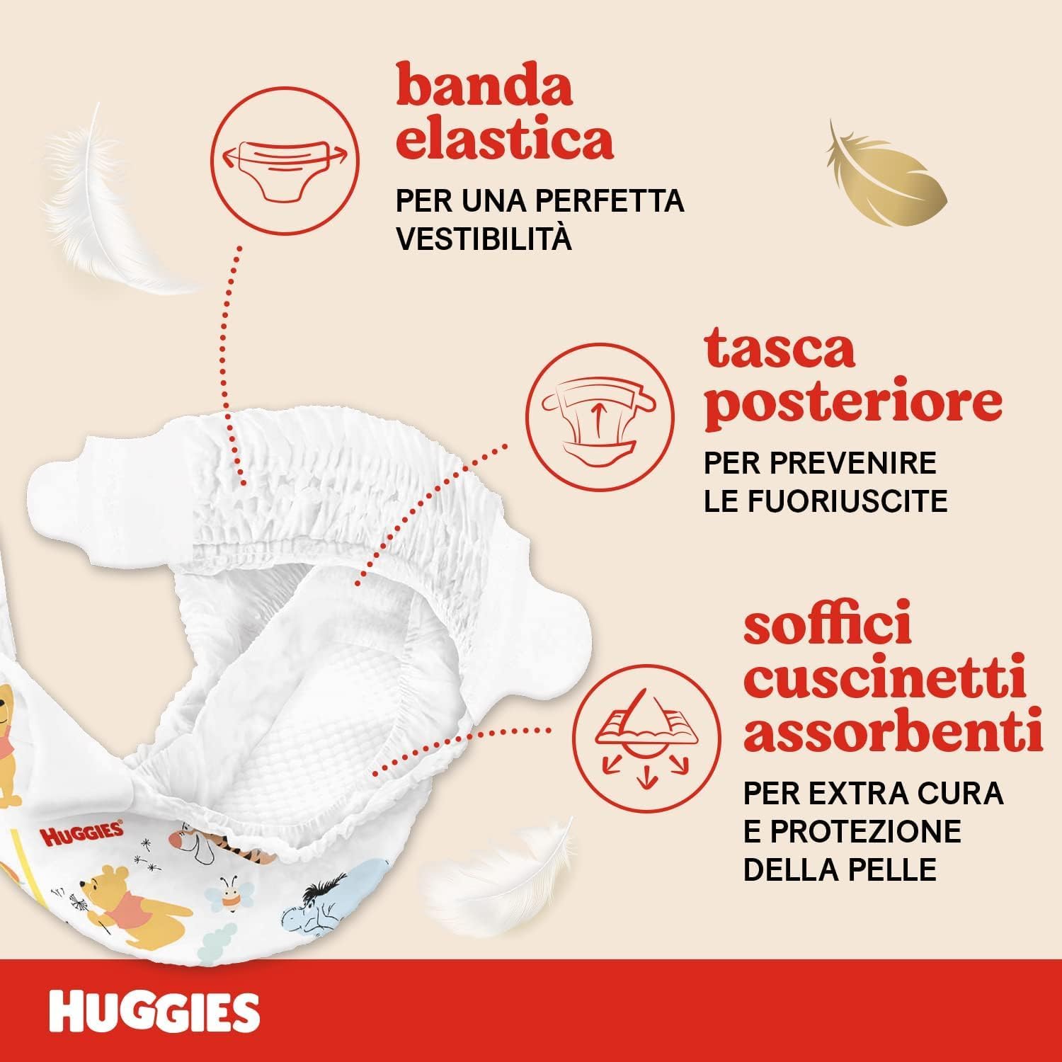 Detalle de Huggies Extra Care Pannolini Taglia 5 (12-17 kg) Design Disney – Pacco Scorta da 56 Pz