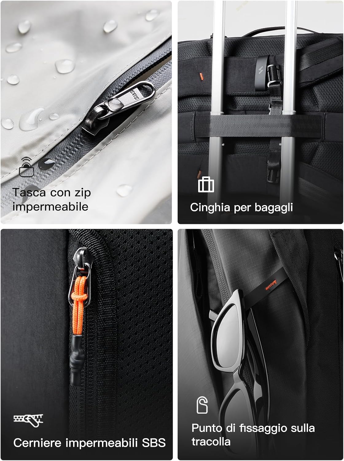 Thumbnail 6 de Inateck Zaino 39L Nylon Rigenerato: Business Aereo TSA per laptop 15.6–16", comfort e versatilità per viaggi di 3–5 giorni