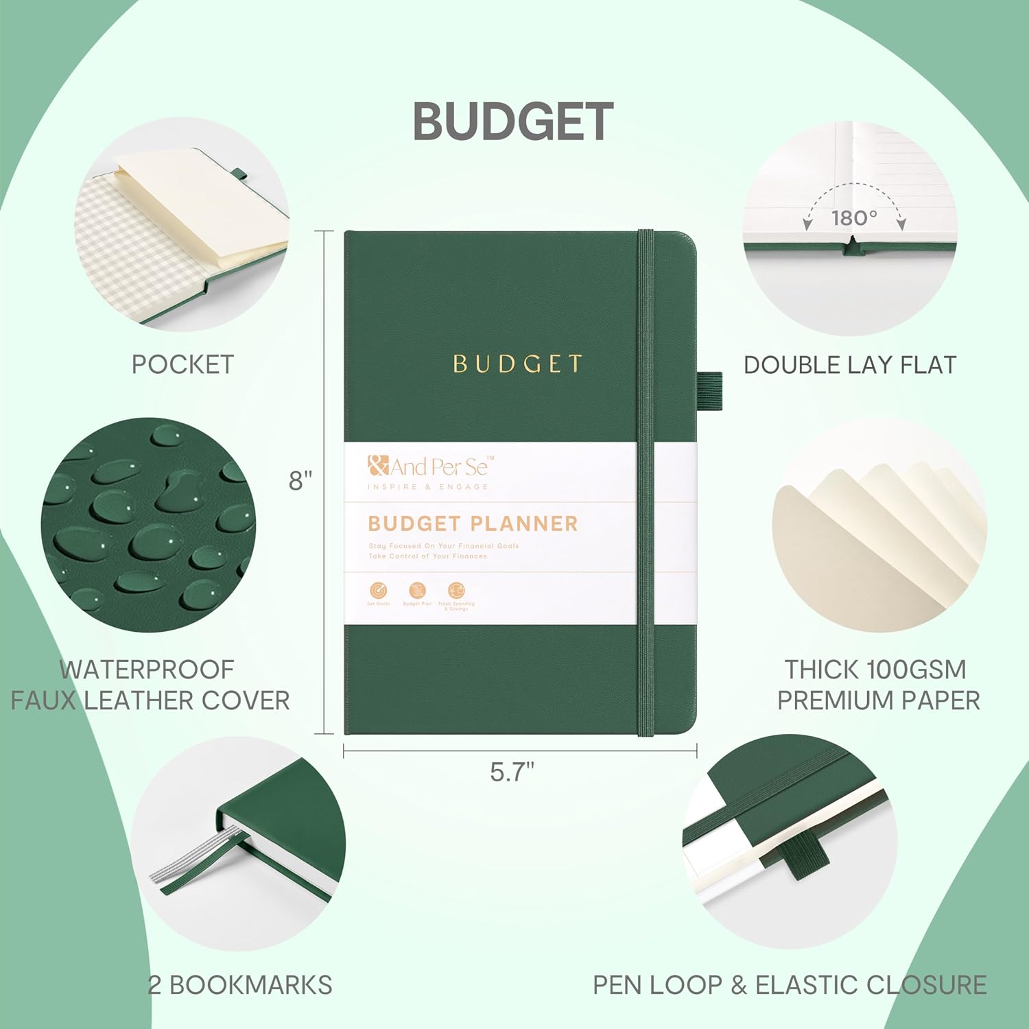 Detalle 2 de &And Per Se BUD-01 A5 Budget Planner, Undated 16-Month Expense Tracker