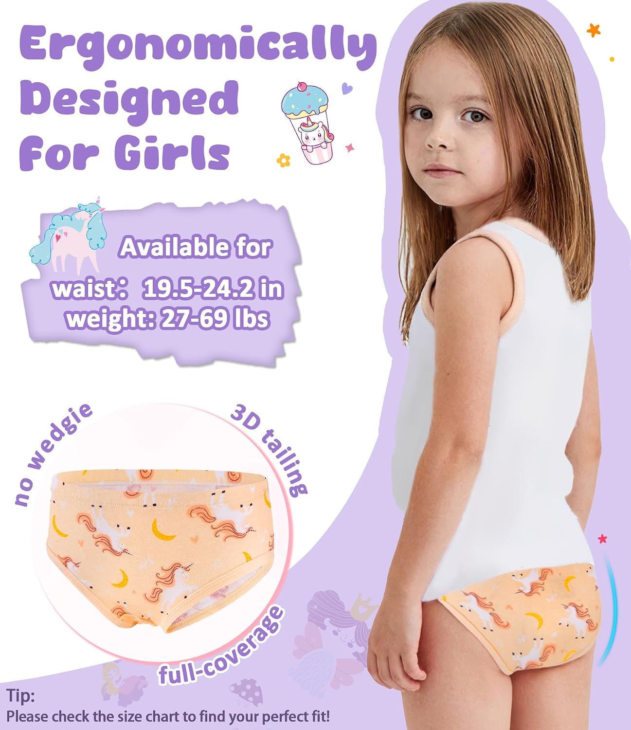 Detalle 2 de DAUGHTER QUEEN Girls' Cotton Underwear, 6-Pack