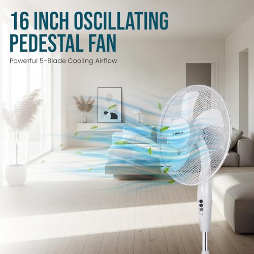 Detalle de Belaco 16 Inch Pedestal Fan with Oscillation and Adjustable Height