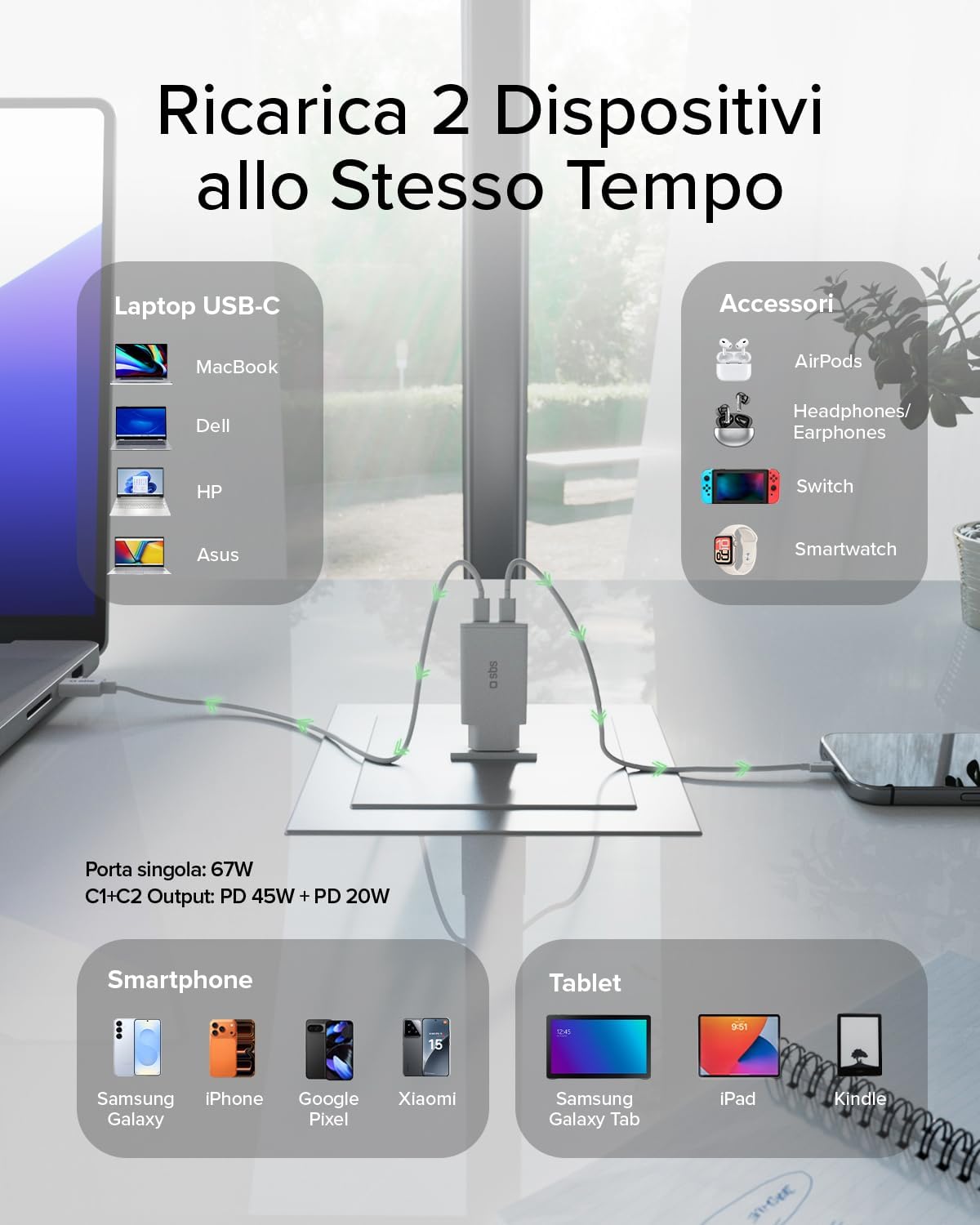 Thumbnail 5 de SBS Alimentatore GaN 67W USB-C Slim
