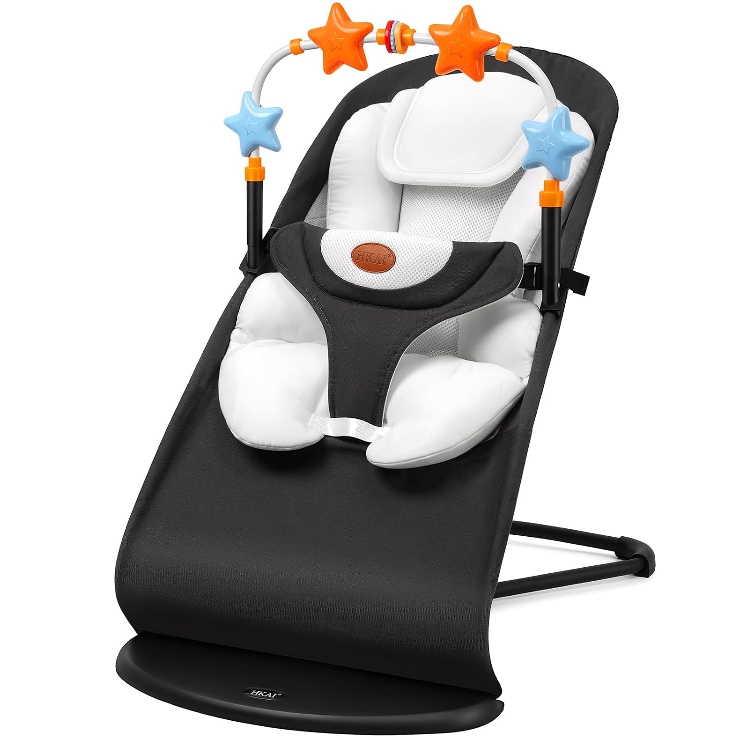 Detalle de HKAI Baby Bouncer Seat with Toy Bar, Seat Pad, and 3-Position Backrest