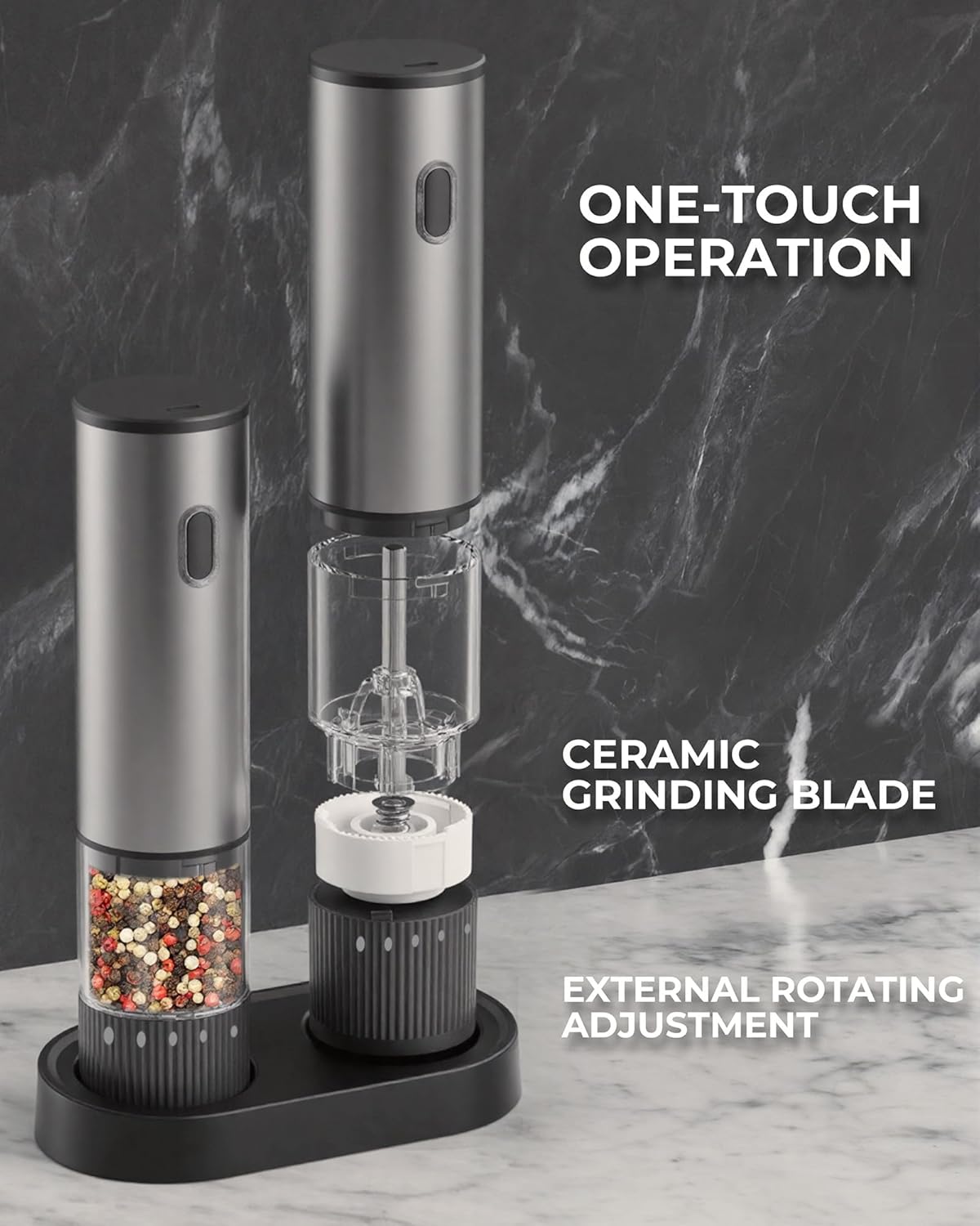 Thumbnail 4 de BZGG Electric Salt and Pepper Grinder Set (2 Pack) – Rechargeable, USB-C, Adjustable Coarseness
