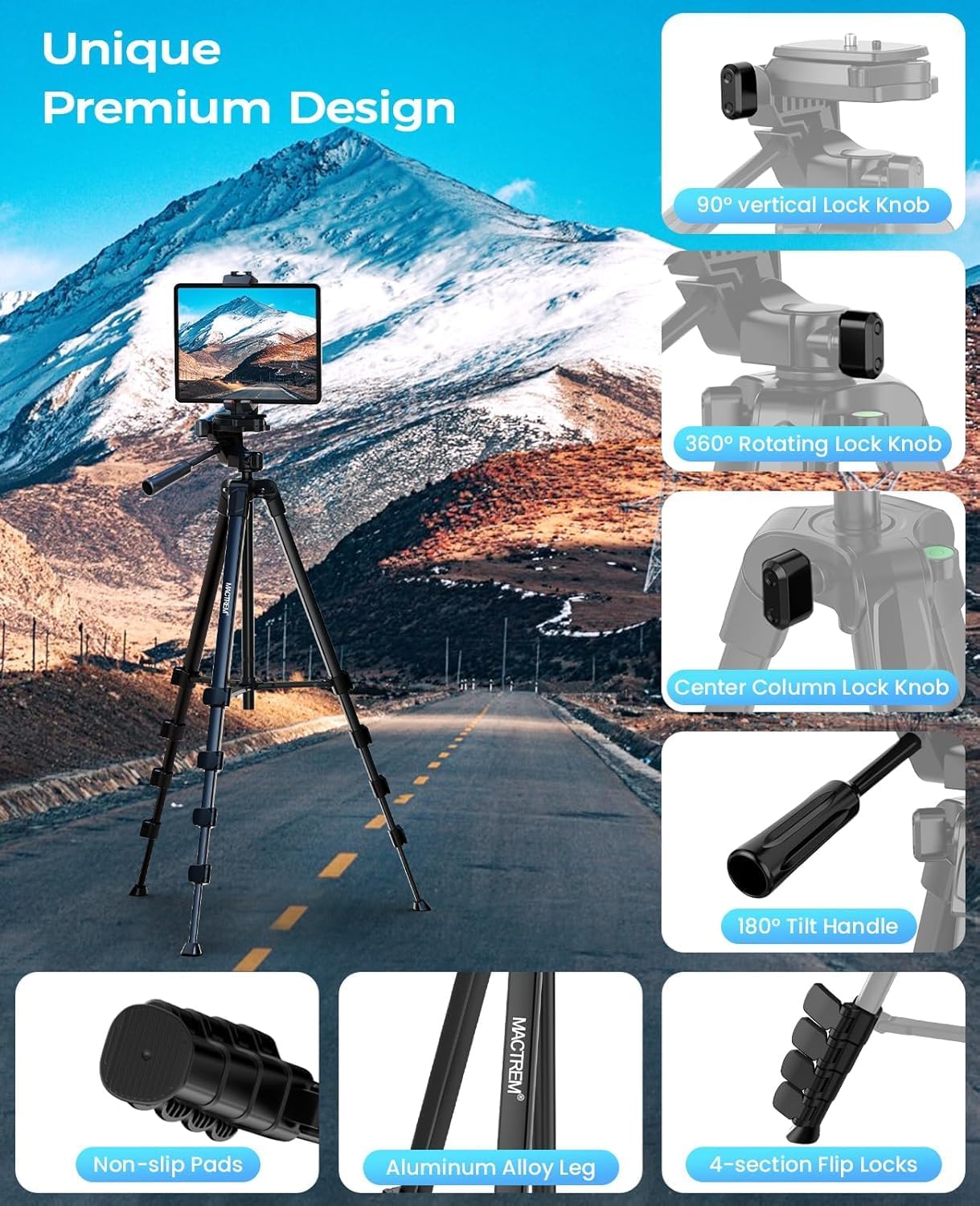 Thumbnail 6 de MACTREM 67" Tripod Stand for iPhone/iPad