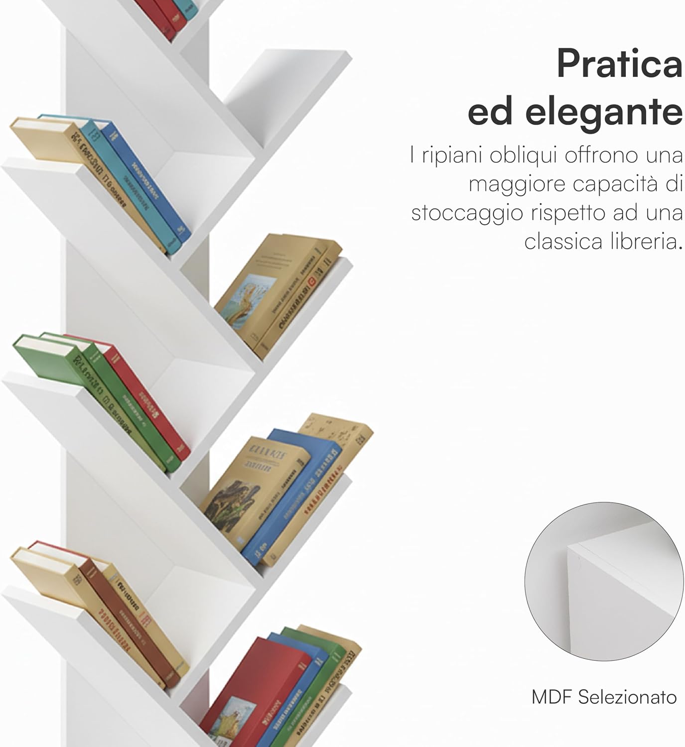 Thumbnail 3 de Baroni Home Libreria ad Albero Salvaspazio a 8 Ripiani – scaffale verticale, 20x40x127 cm, Bianca