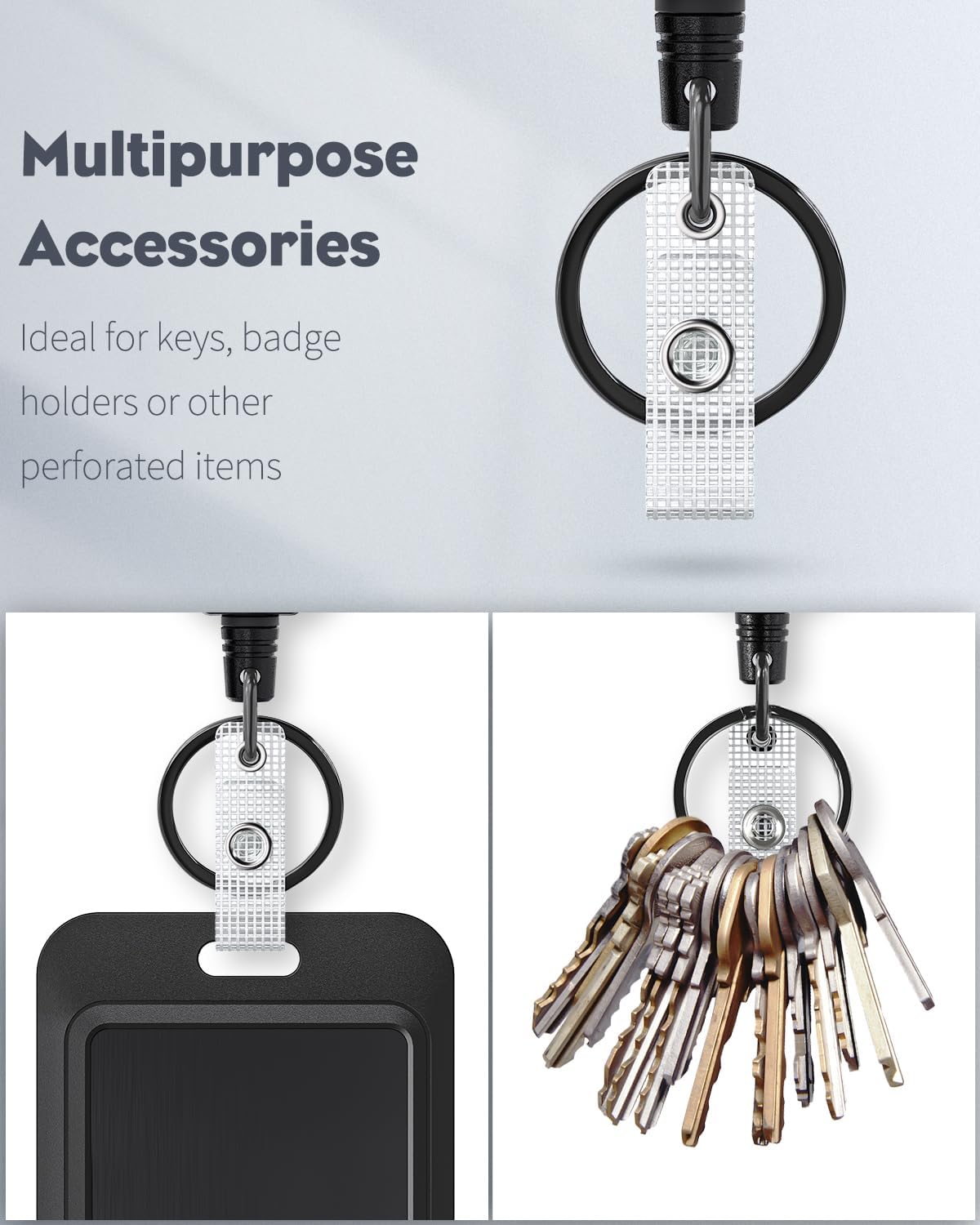 Thumbnail 3 de Uniclife Retractable Keychain Badge Reel Heavy Duty (up to 226 g), 80 cm steel wire rope