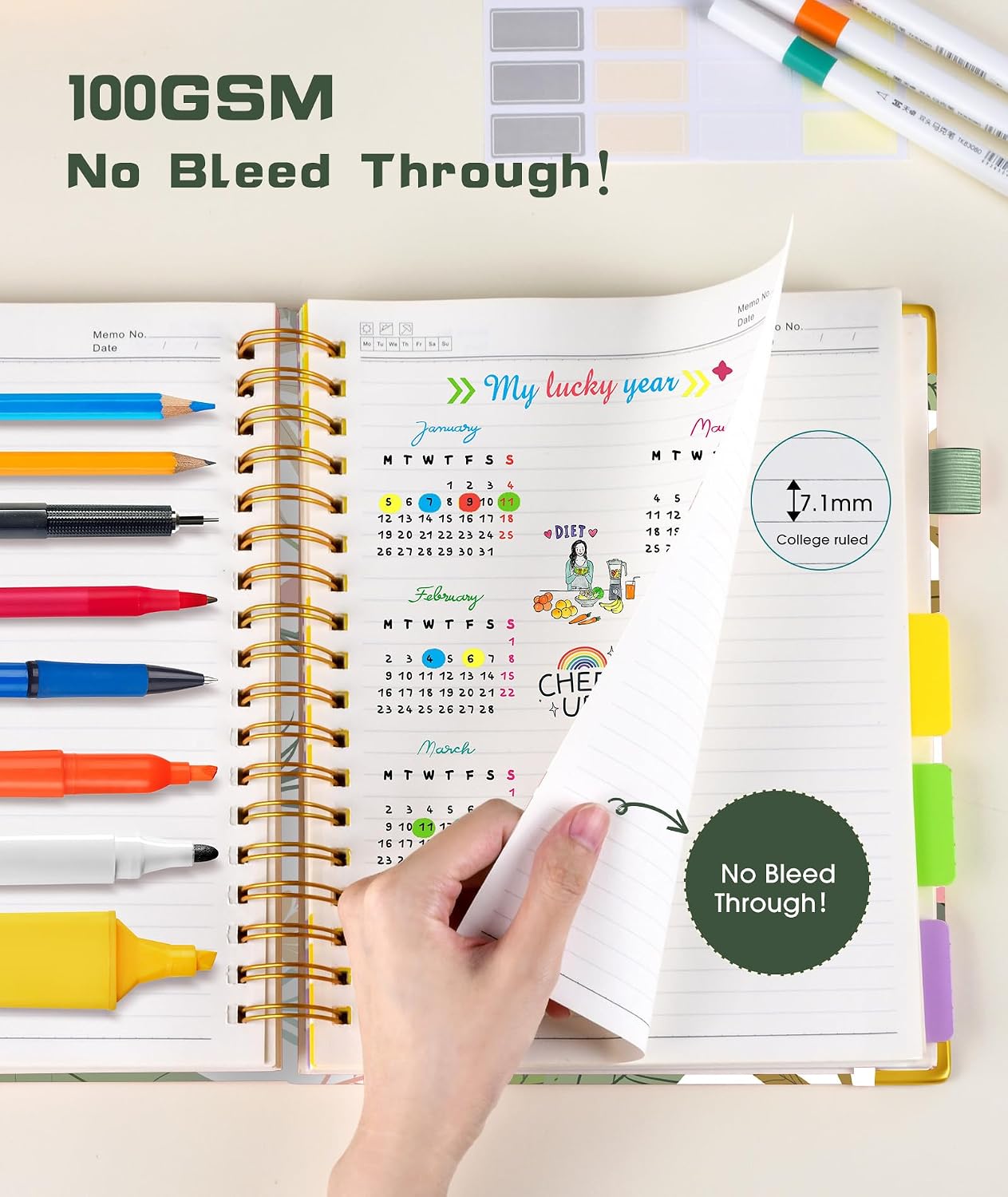 Thumbnail 4 de dilitego Hardcover Spiral Notebook, 5-Subject, 300 Pages, Colorful Botanicals