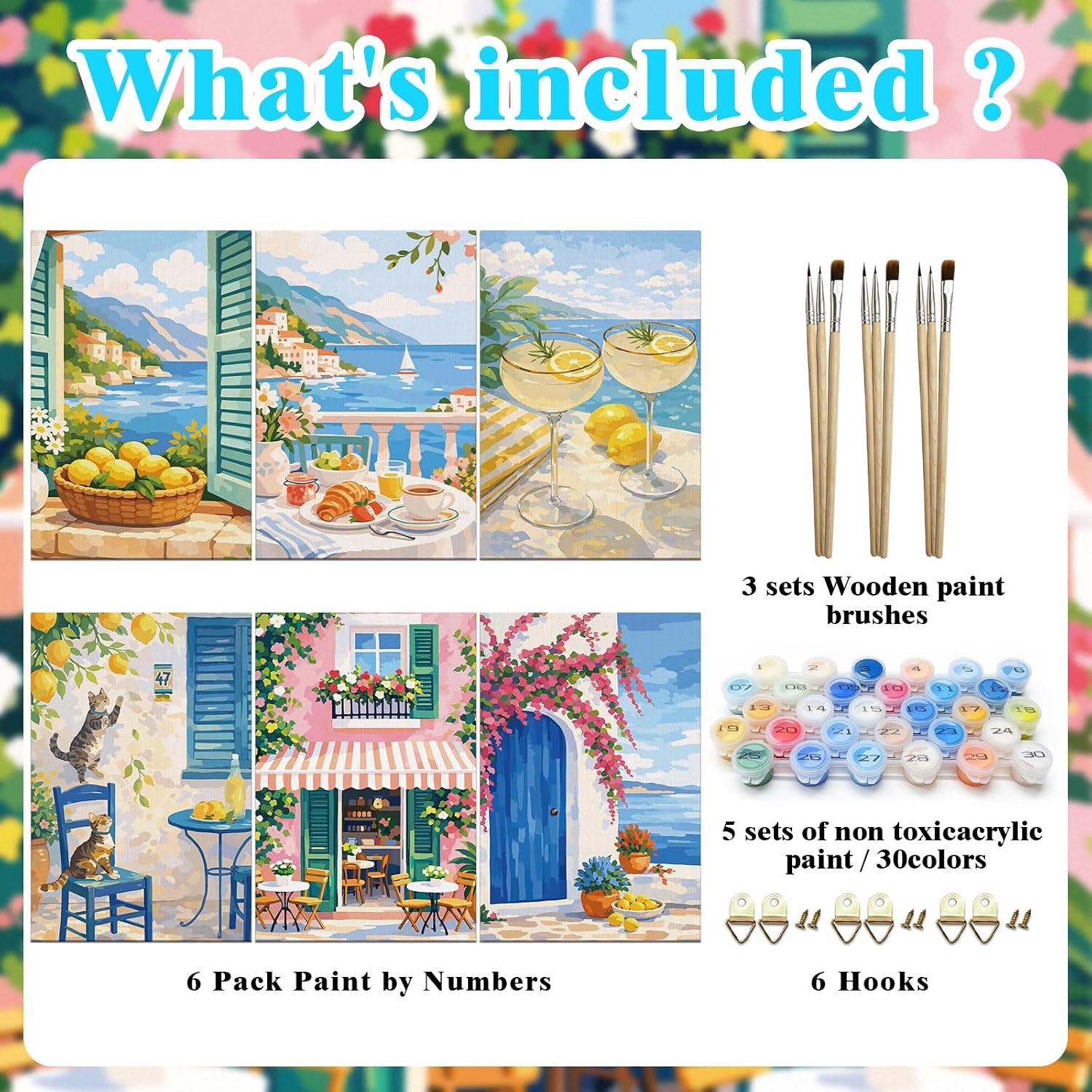 Detalle de Kaieteur 6 Pack Painting by Number Kits for Adults and Beginners (20x30cm)