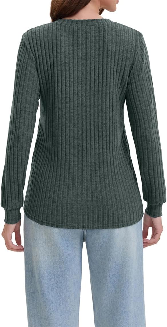 Detalle 2 de Haslike T-shirt habillé col V côtelé manches longues