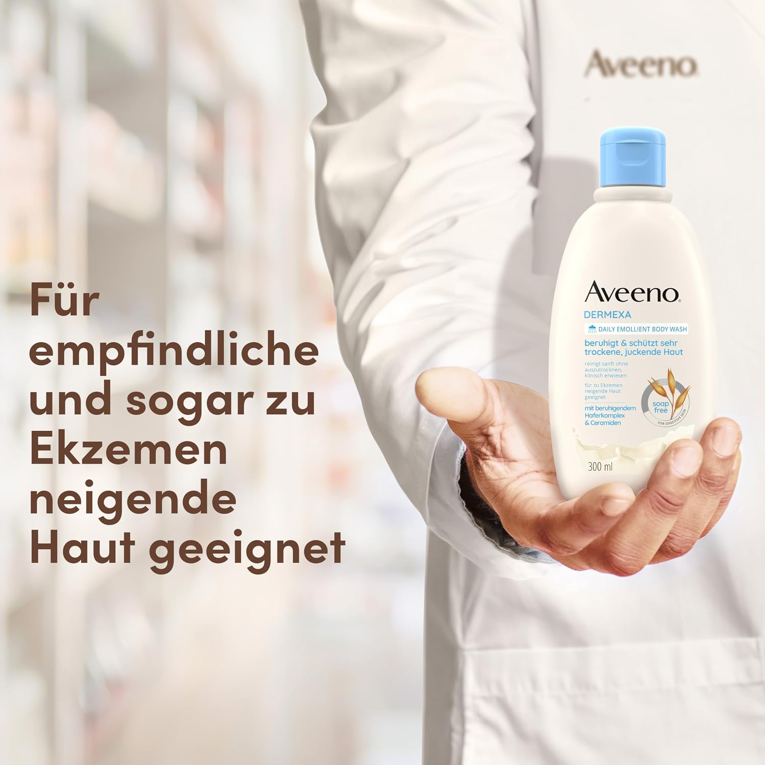Thumbnail 4 de Aveeno Dermexa vegane seifenfreie Duschcreme mit Haferkomplex – für sehr trockene, juckende & zu Ekzemen neigende Haut (300 ml)