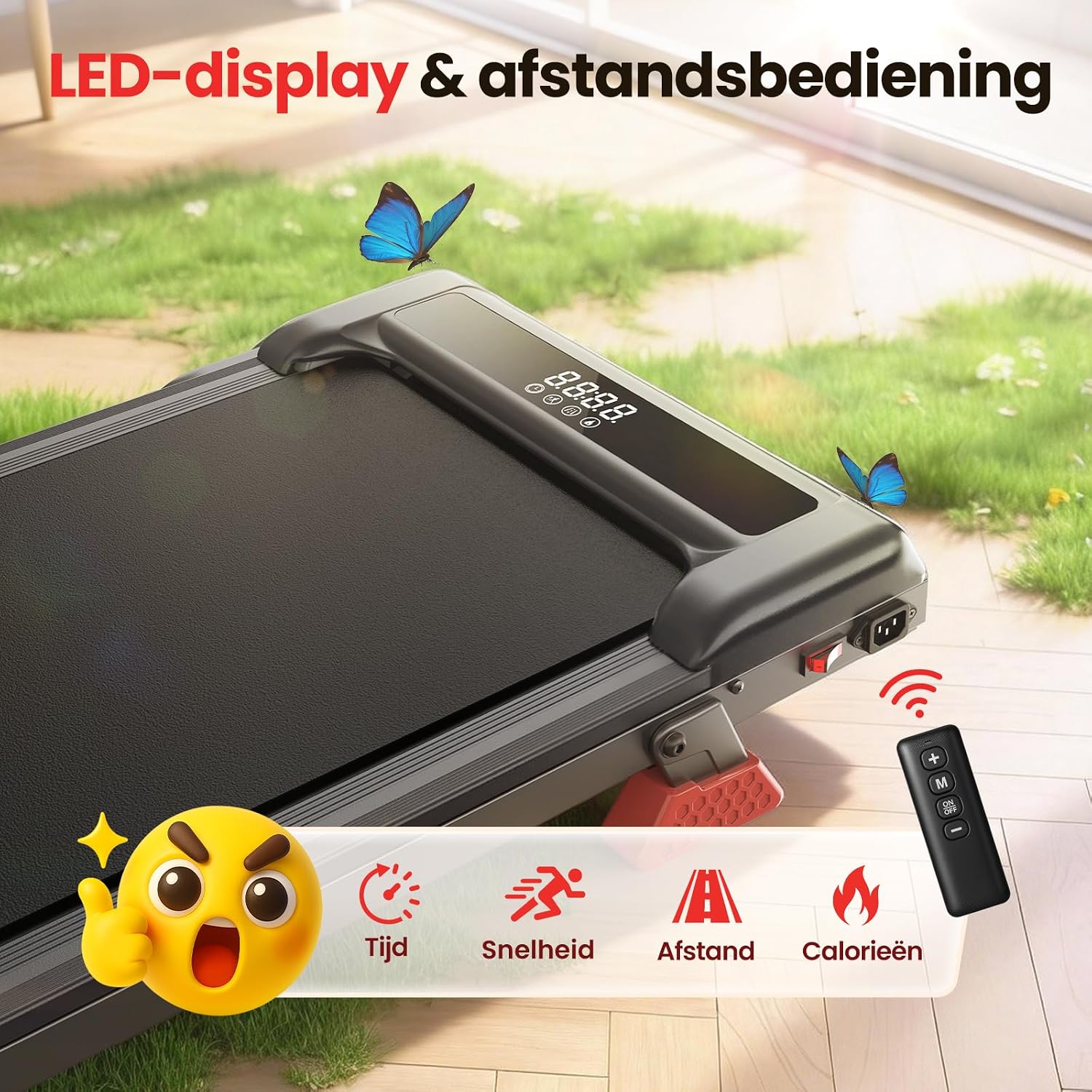 Detalle 2 de HOMEFITNESSCODE Y2 loopband voor thuis met 8% helling en LED-display