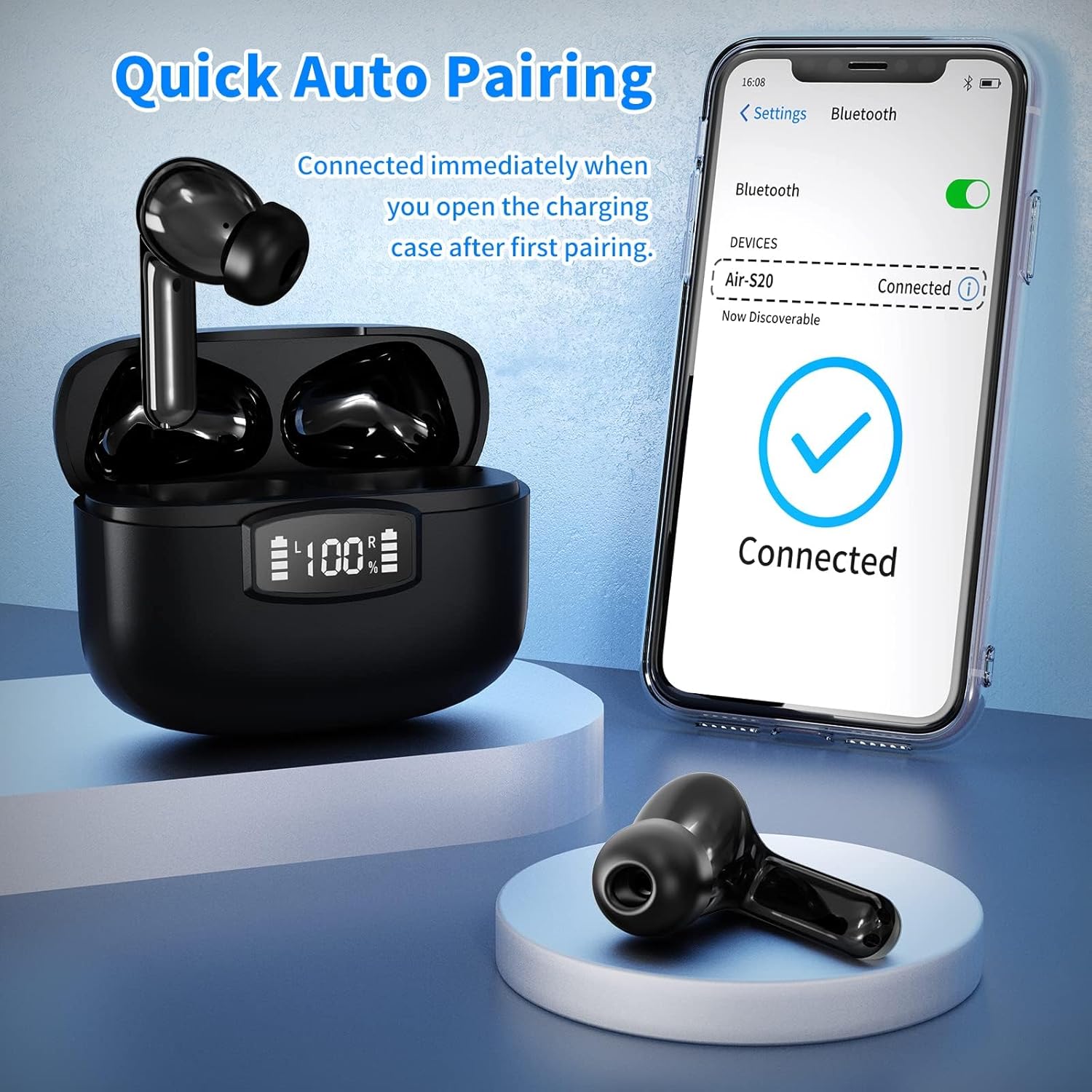 Thumbnail 2 de aaaioe Wireless Earbuds with Bluetooth 5.3, ENC Call Noise Reduction, 40H Playtime and IPX7 Sweatproof