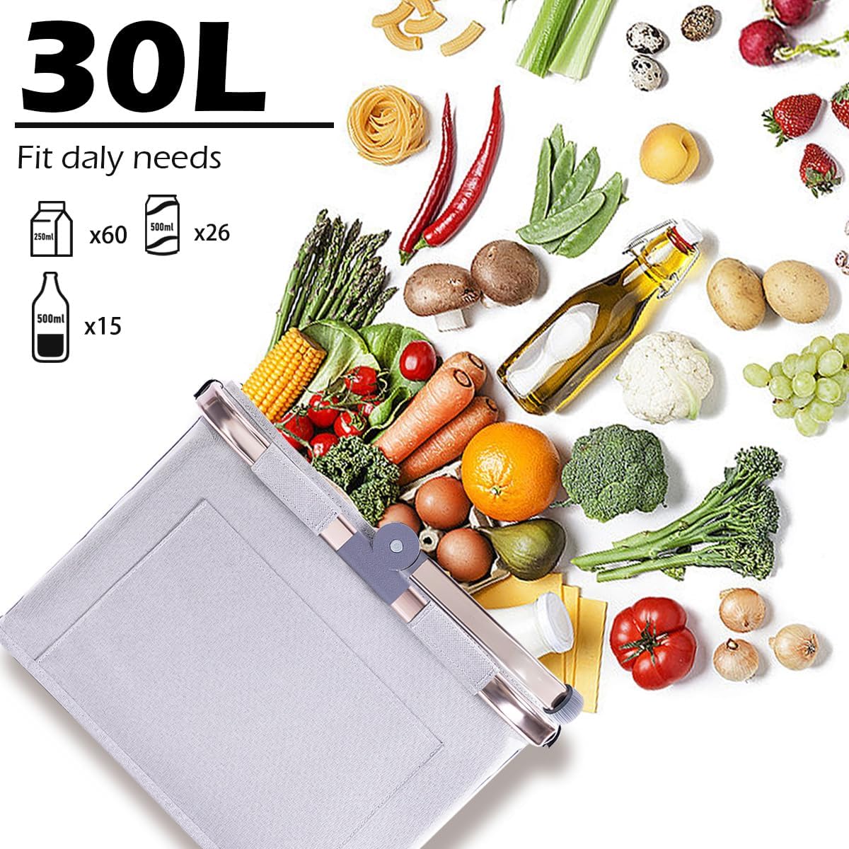 Thumbnail 1 de Diurwur 30L Faltbarer Einkaufskorb mit Aluminiumgriff – Groß, robust und platzsparend