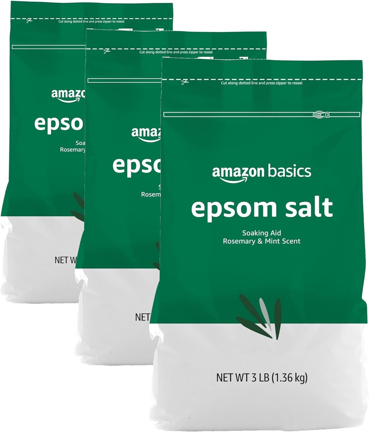 Thumbnail 5 de Amazon Basics Epsom Salt Soaking Aid with Rosemary & Mint, 3 lb resealable bag
