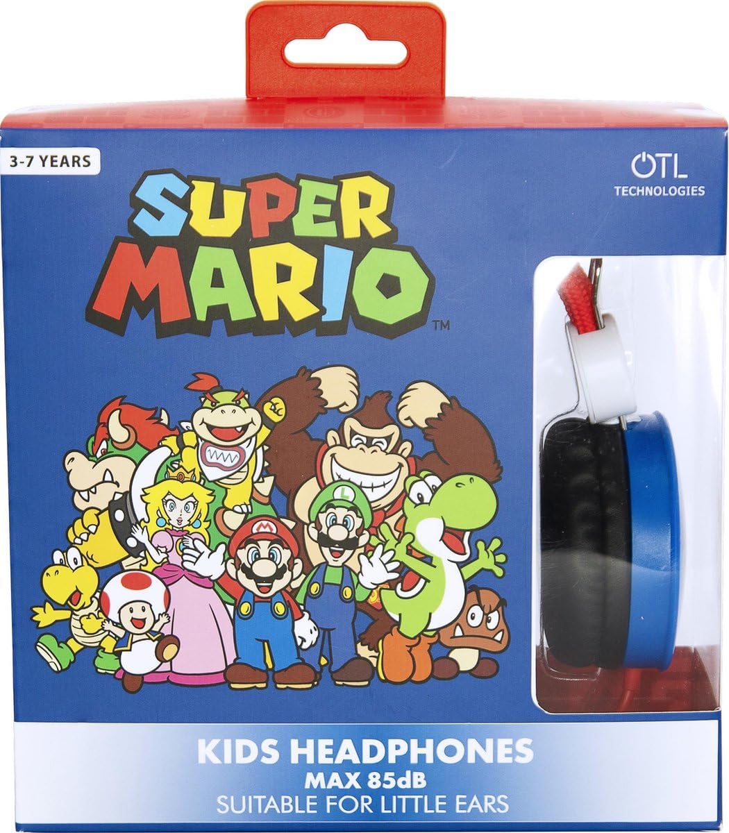 Detalle 2 de OTL Technologies Super Mario Stereo Headset für Kinder – 85 dB Lautstärkebegrenzung, verstellbares Kopfband, blau (SM0666)