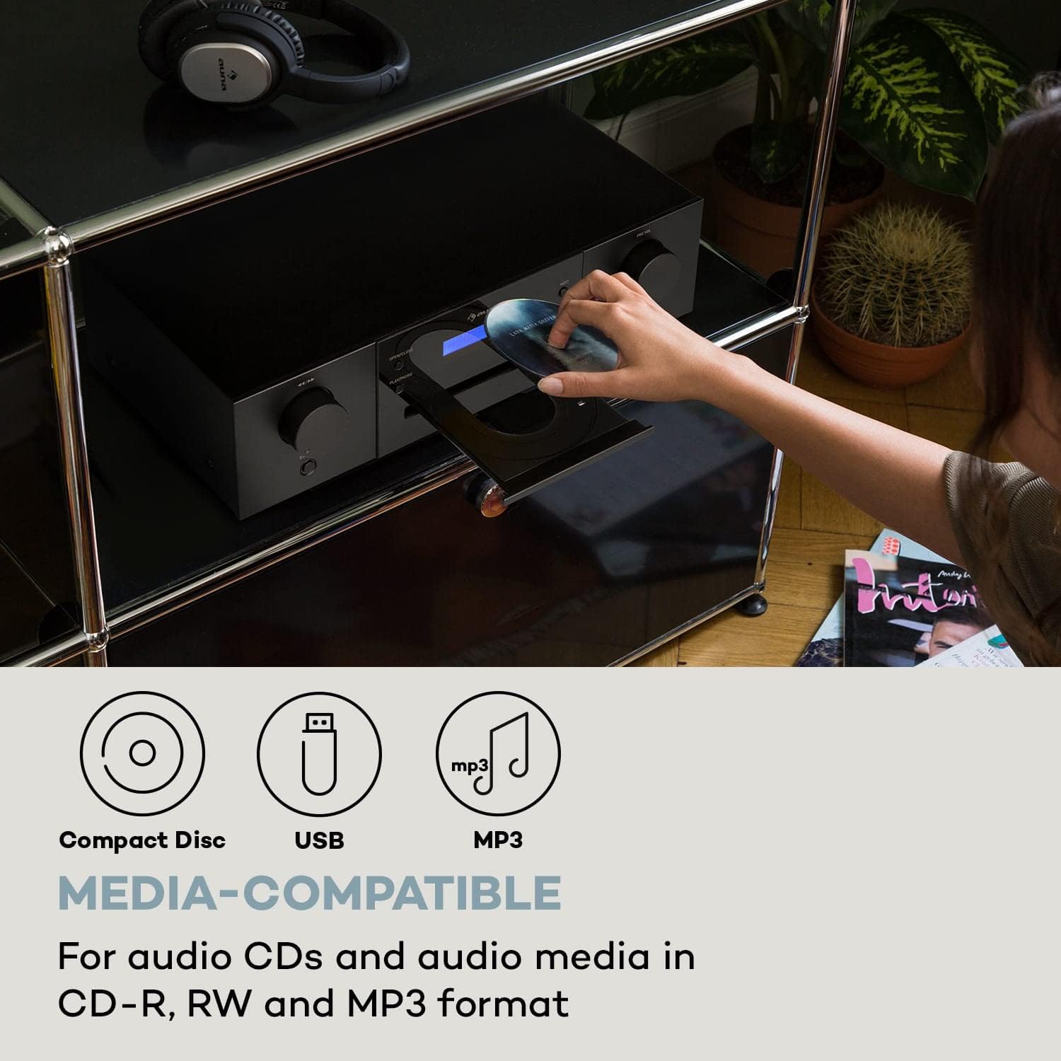 Detalle 1 de AUNA CD-1000 DG Hi-Fi CD Player with USB, LED Display and Remote