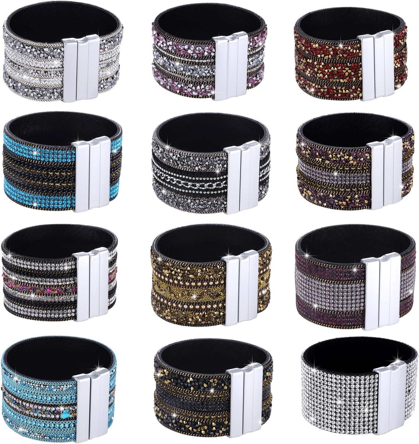 Detalle de Morella Bracelet pour Femme, Large – zircons et fermeture magnétique