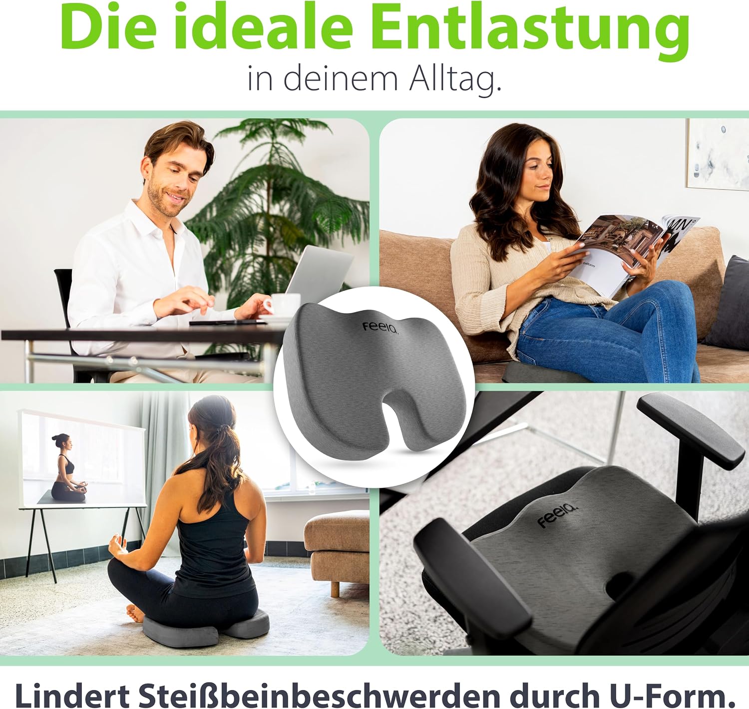 Detalle 2 de feela.® Orthopädisches Sitzkissen 45 × 36 × 7,5 cm 💺