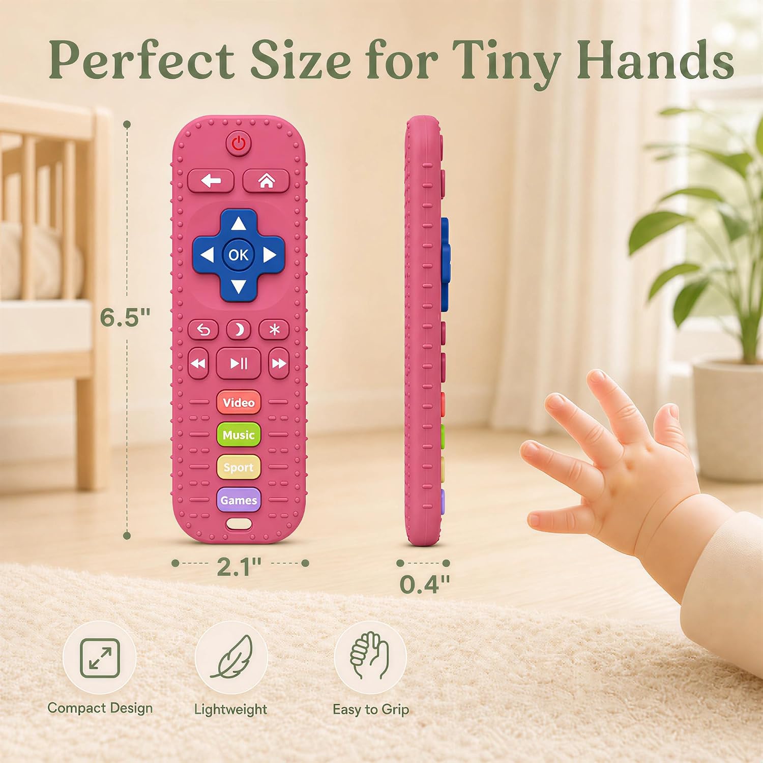 Thumbnail 1 de Meartchy Remote Control Silicone Teether for Babies, Pink with Textured Surfaces