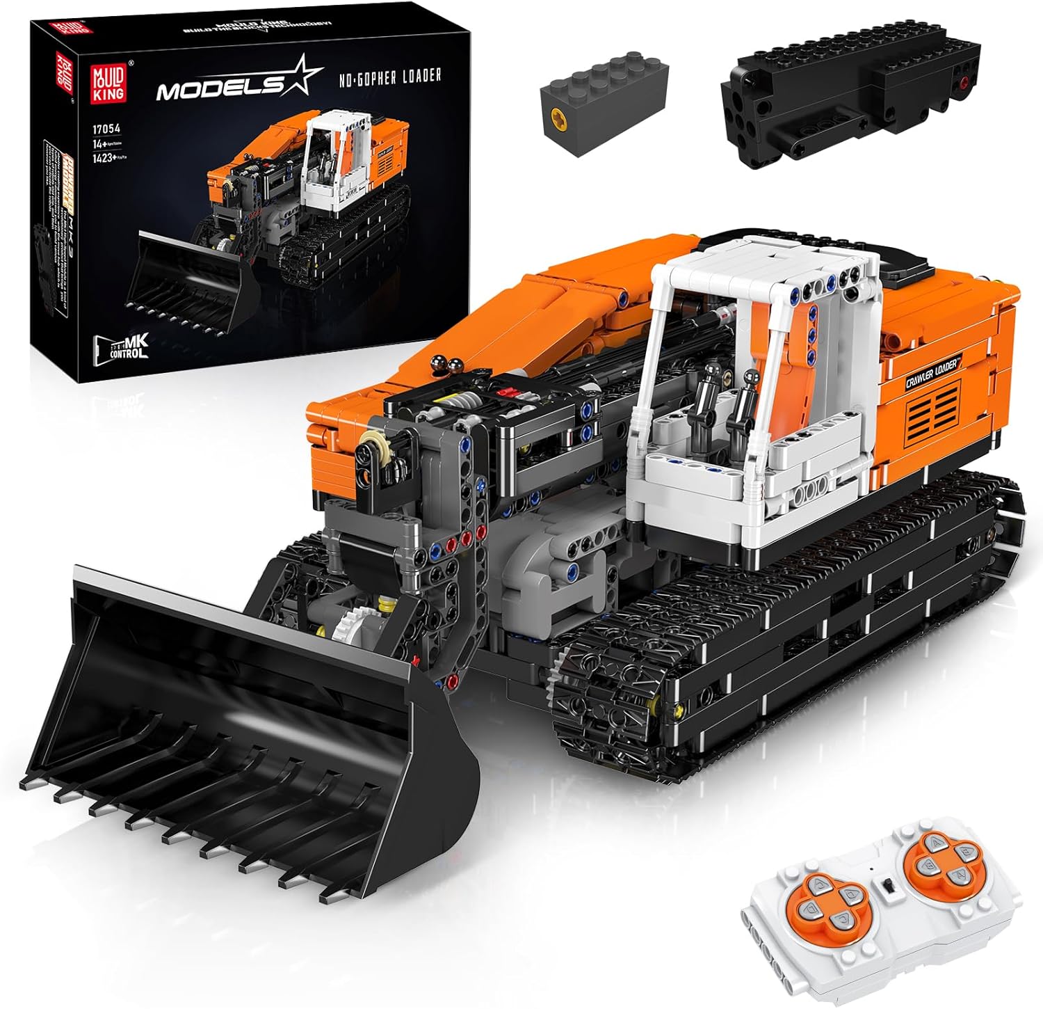 Detalle de Mould King 17054 Bulldozer télescopique télécommandé 🚜
