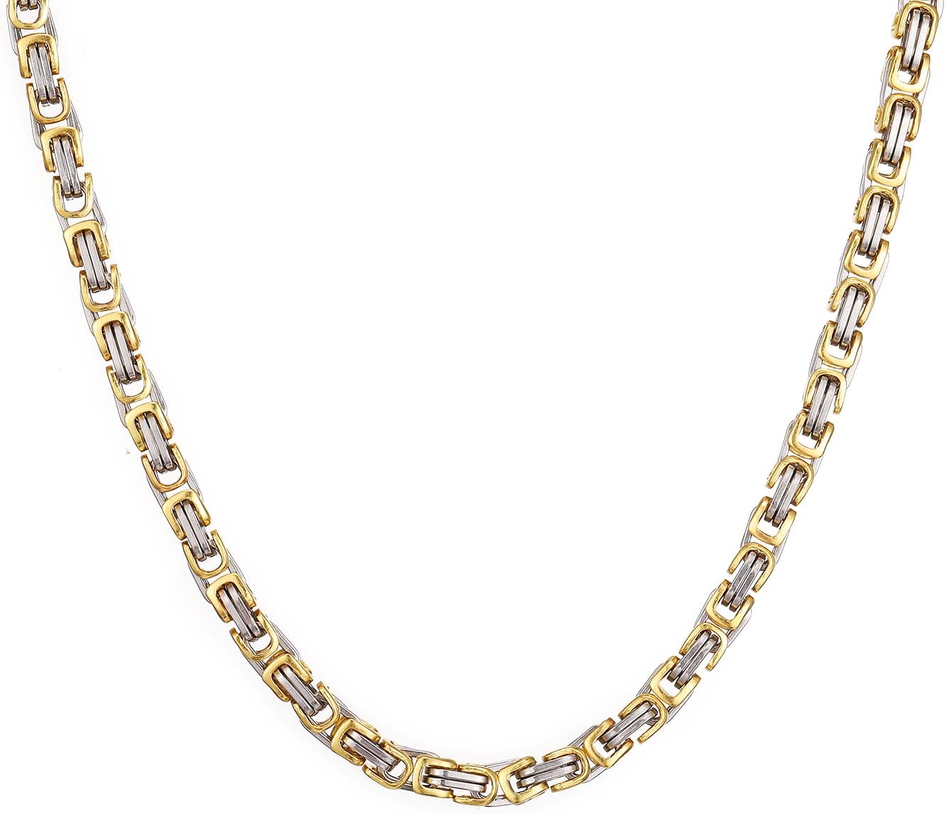 Detalle de RWQIAN Herren Königskette Kette Männer Wikinger Byzantinische Plattenkette Edelstahl Silber/Schwarz/Gold 45-65 cm