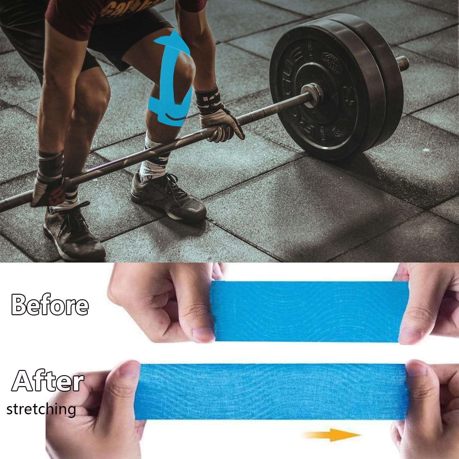 Thumbnail 2 de ANAMPION Kinesiotapes, vorgeschnitten für Knie – wasserfestes Baumwoll-Knie-Tape (12 Stück) in Schwarz/Blau/Rosa