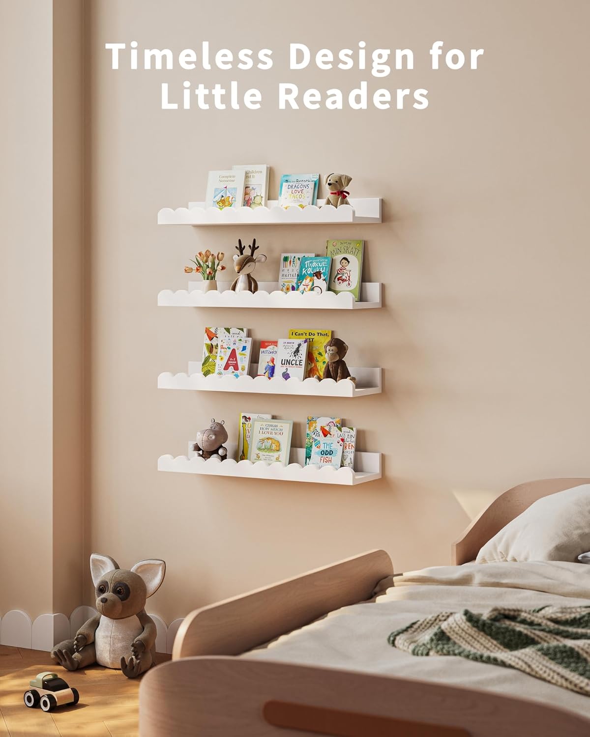 Thumbnail 5 de Shario Nursery Book Shelves (4-Pack) White Floating Wall Shelves for Kids Rooms