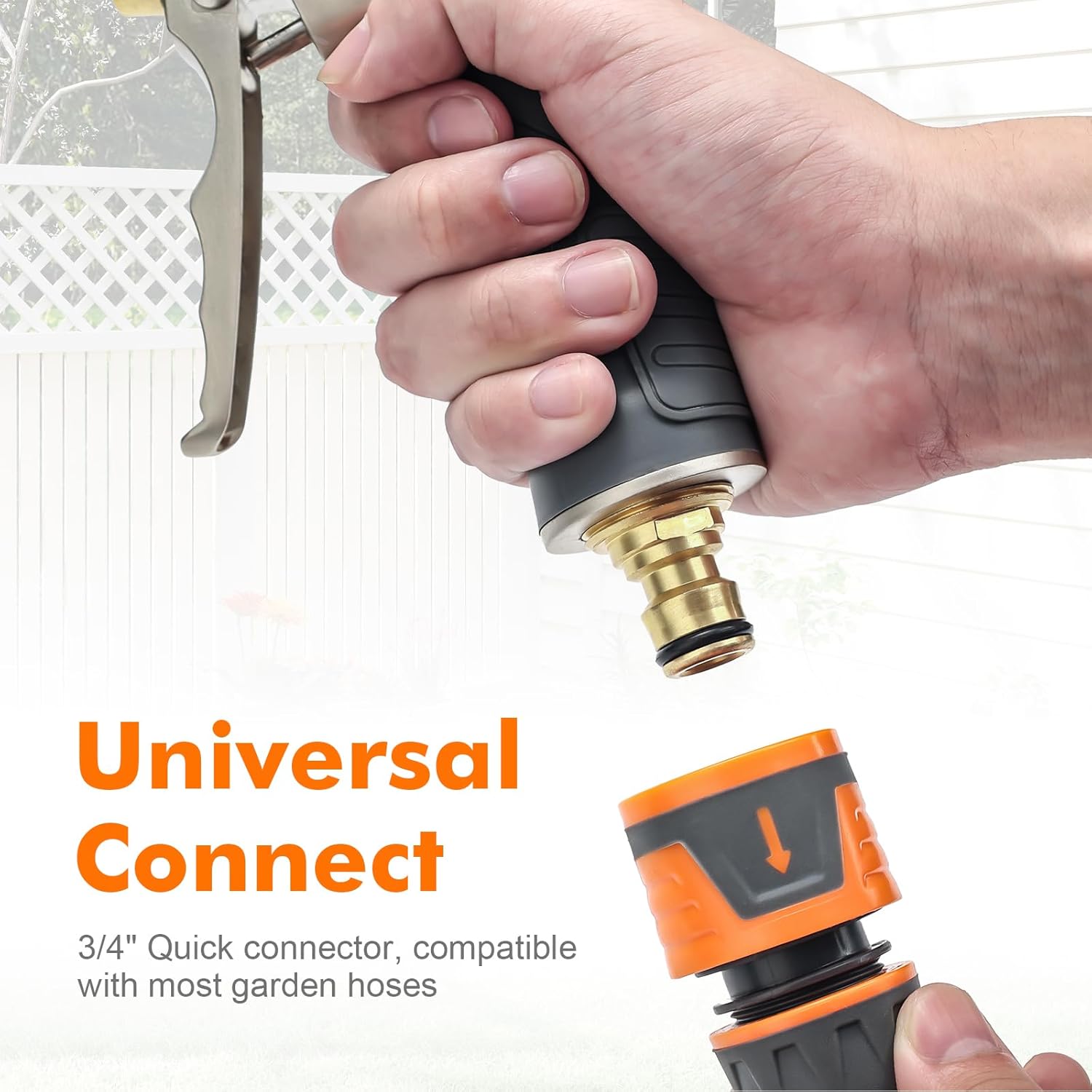 Thumbnail 5 de Ibergrif metal hose pipe spray gun with brass nozzle, 4 patterns and water flow control (grey)