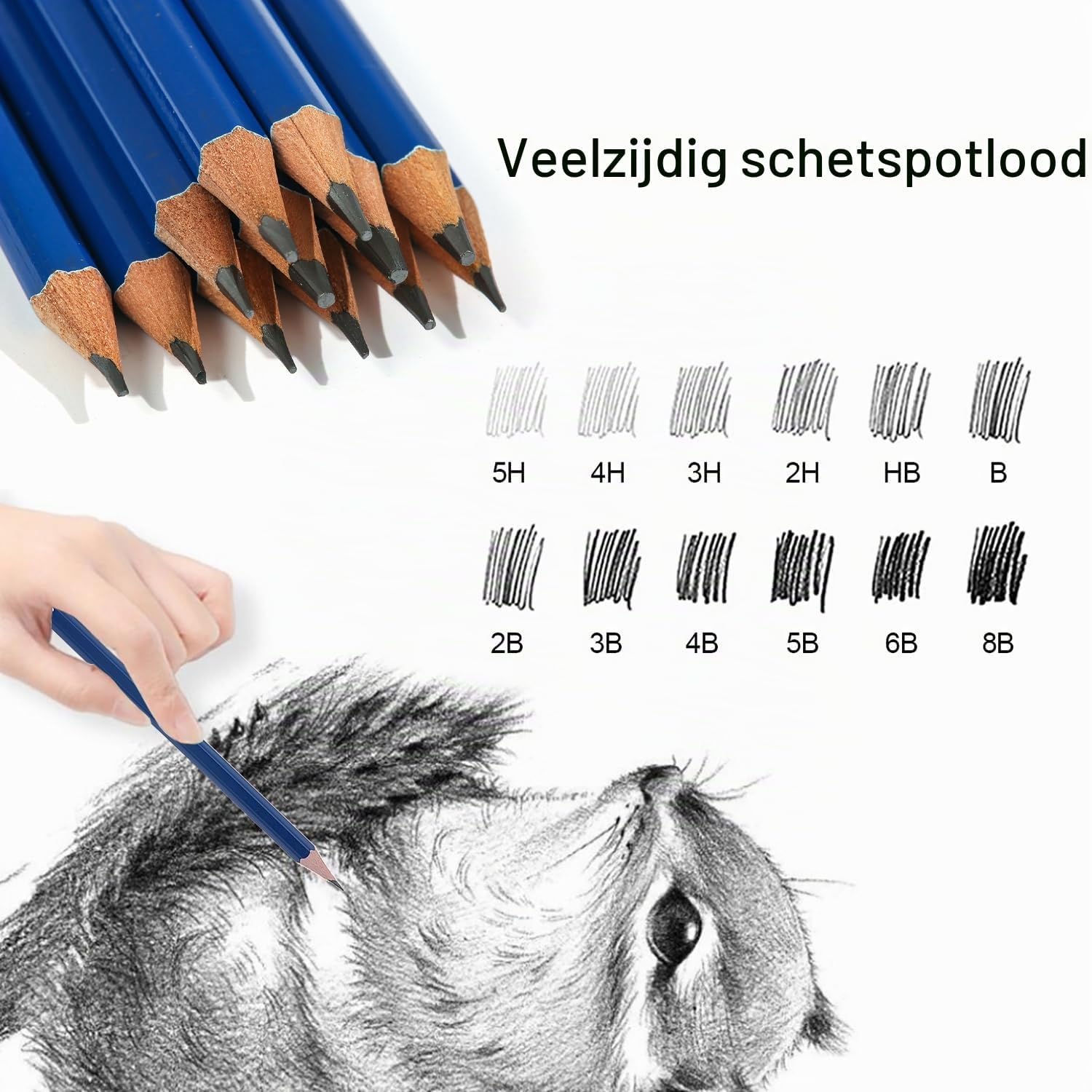 Thumbnail 4 de YPYMOD grafietpotloden, 12-delige tekenset met 12 hardheden