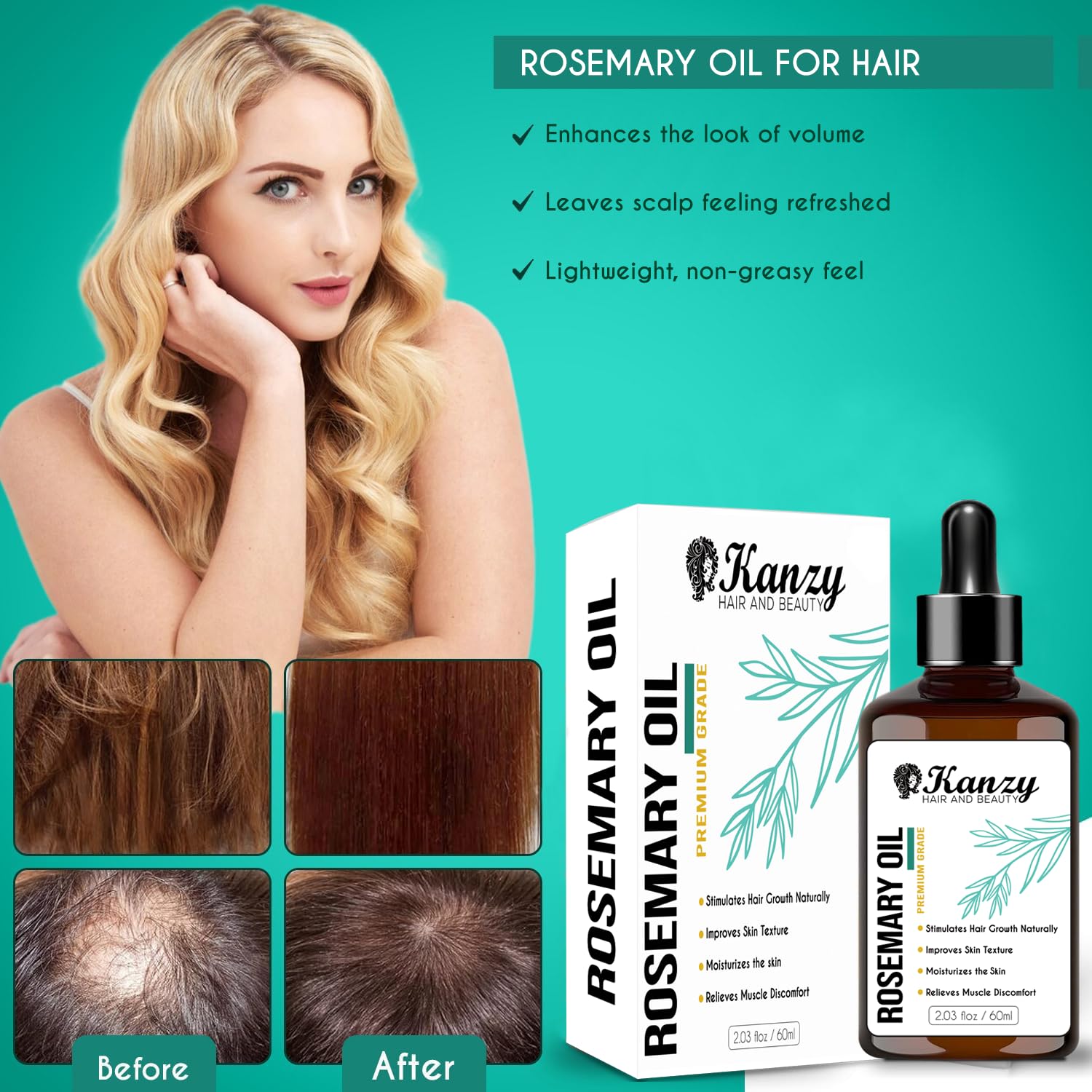 Detalle 1 de Kanzy Rosmarinöl Haarpflege 60ml
