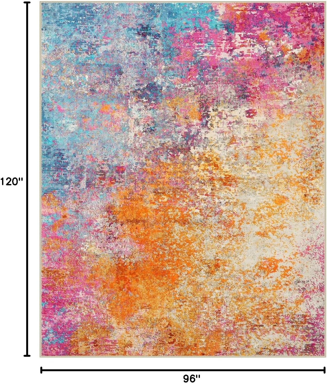 Detalle 2 de Lahome Modern Abstract Washable 8x10 Area Rug: Non-Slip, Soft Colorful Accent for Living Room or Bedroom
