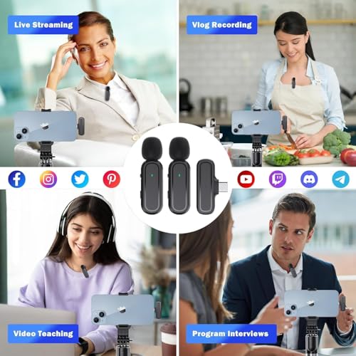 Thumbnail 6 de Voijump Microfono Wireless Lavalier per iPhone/iPad e Android con Custodia 42H