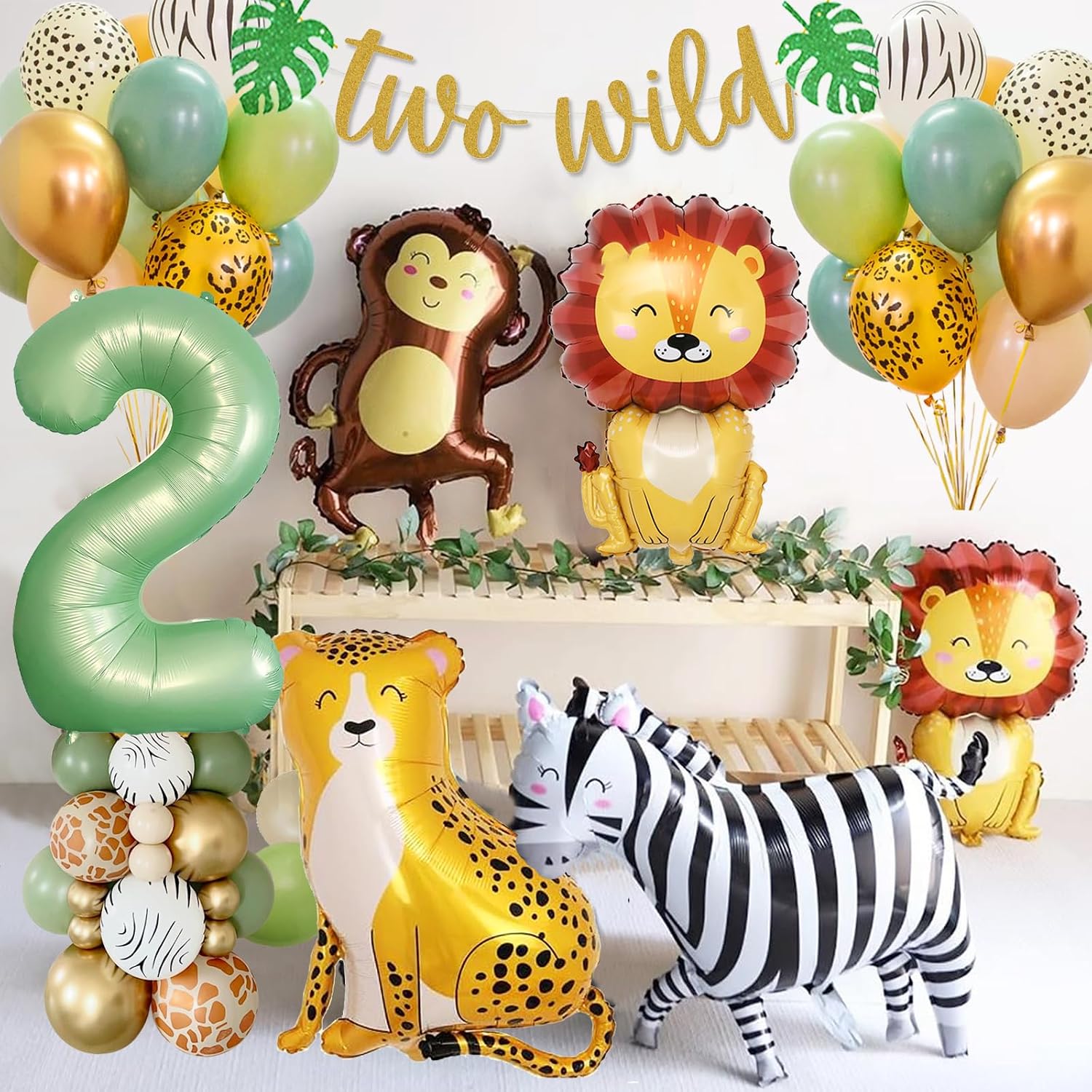 Detalle 2 de Dschungel Ballon-Set 2. Geburtstag mit Safari-Motiven