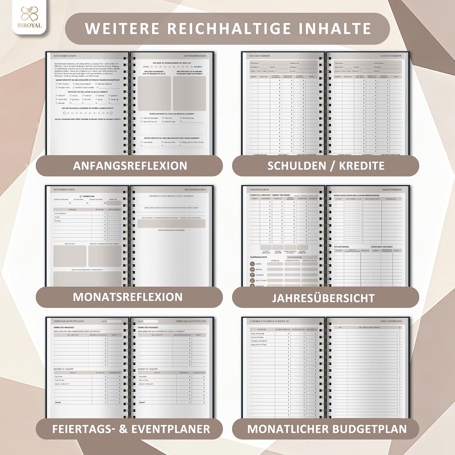 Thumbnail 4 de BIROYAL 12 Monate Budget Planner 2026 đź“’