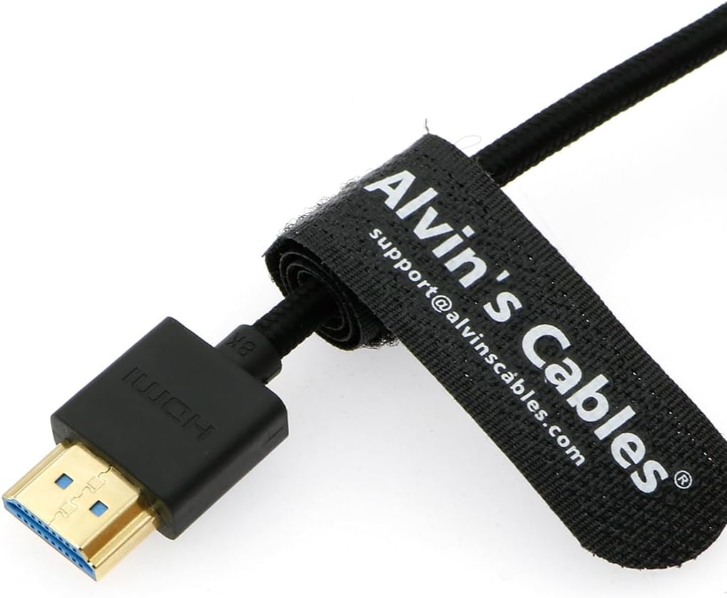 Thumbnail 2 de Alvin's Cables 8K 2.1 HDMI High Speed Straight to Left Angle Braided Coiled Cable