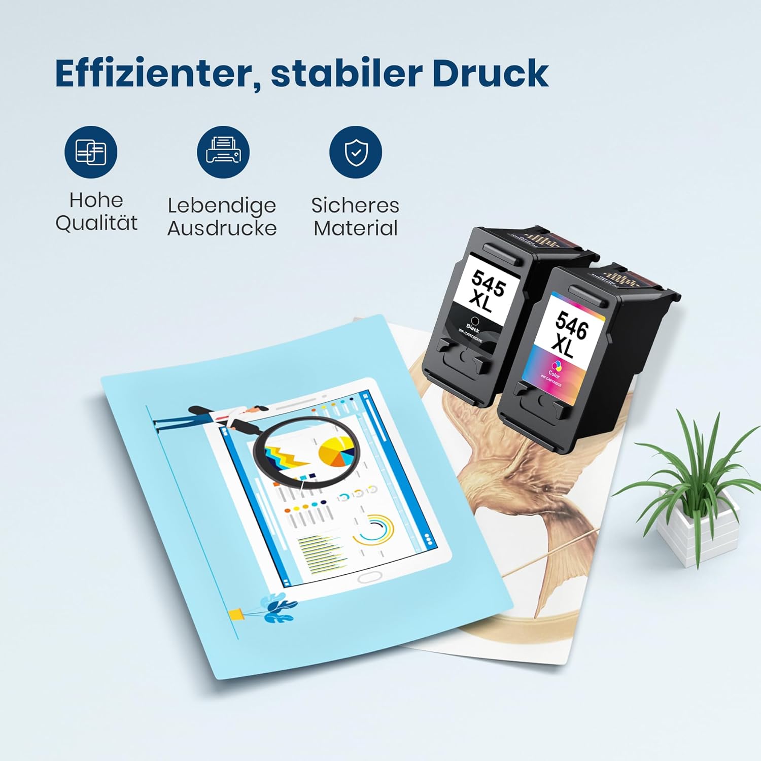 Detalle de Washope PG545XL CL546XL Multipack Patronen für Canon Pixma TS3350/TS3150/MX495 u. a. (Schwarz + Farbe, 2er Pack)